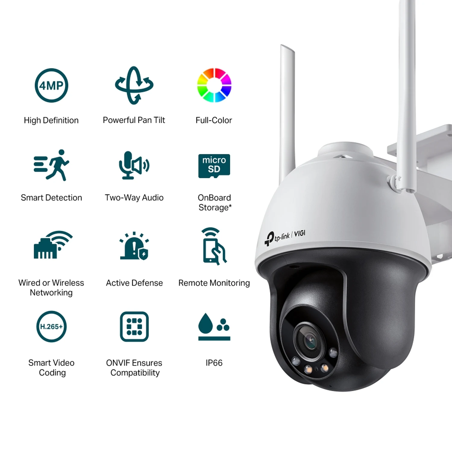 TP-Link VIGI C540-W 4MP Outdoor Full-Color Wi-Fi Pan Tilt Network Camera / Хөдөлгөөнт Гадаа Хяналтын Камер / - зураг 2