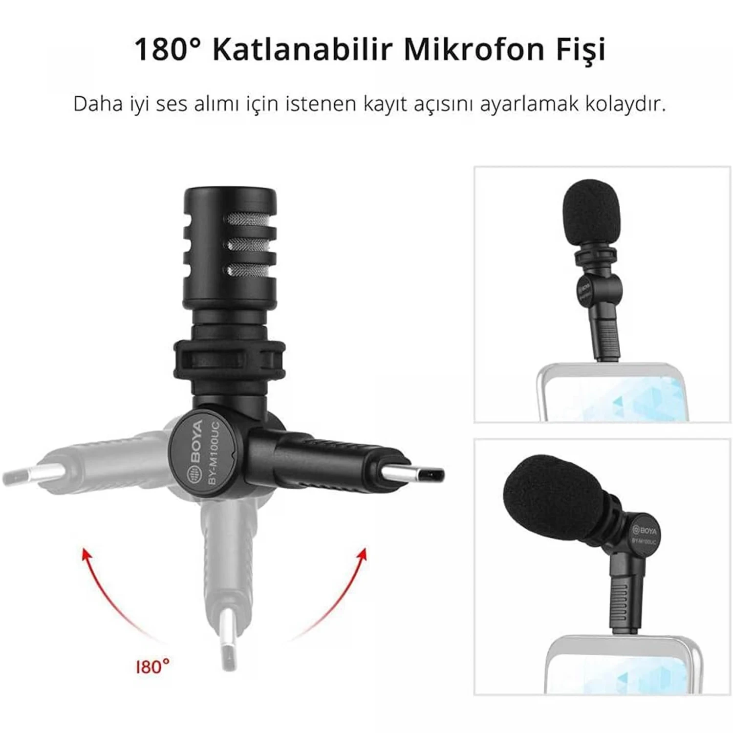 BOYA BY-M100UC Miniature Condenser Microphone for USB Type-C Android Devices / Микрофон / - зураг 3
