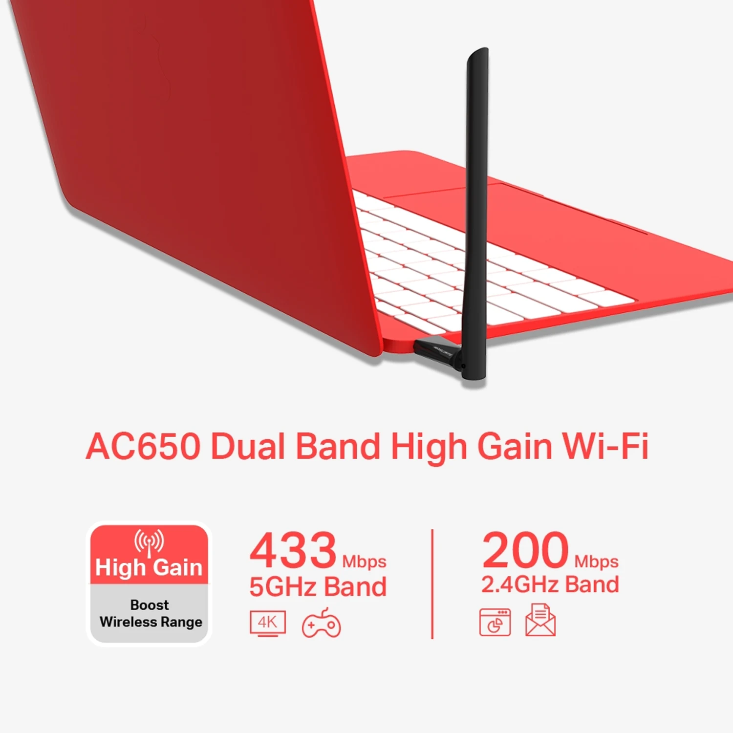 Mercusys MU6H AC650 High Gain Wireless Dual-Band USB Adapter - зураг 3