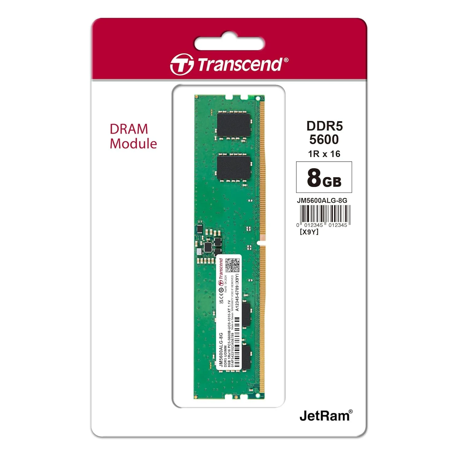 Transcend DDR5 8GB JetRam 5600MHz UDIMM PC Memory /JM5600ALG-8G/ - зураг 2