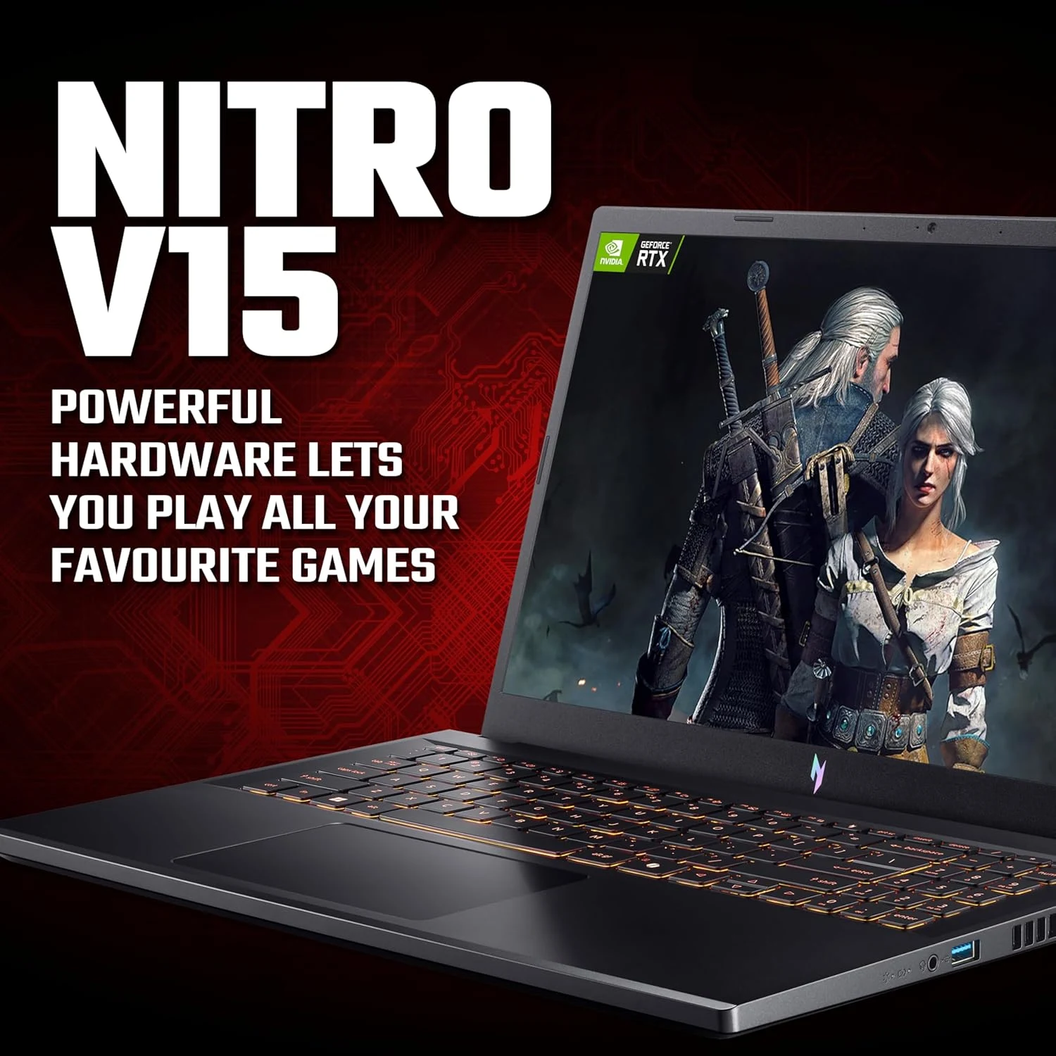 Acer Nitro V 15 ANV15-52-78JH Intel Core 7-240H, DDR4 16GB RAM, 512GB PCIe NVMe SSD, NV RTX5060 8GB, 15.6-inch 165Hz IPS FHD, Win11 Home, Black - зураг 4