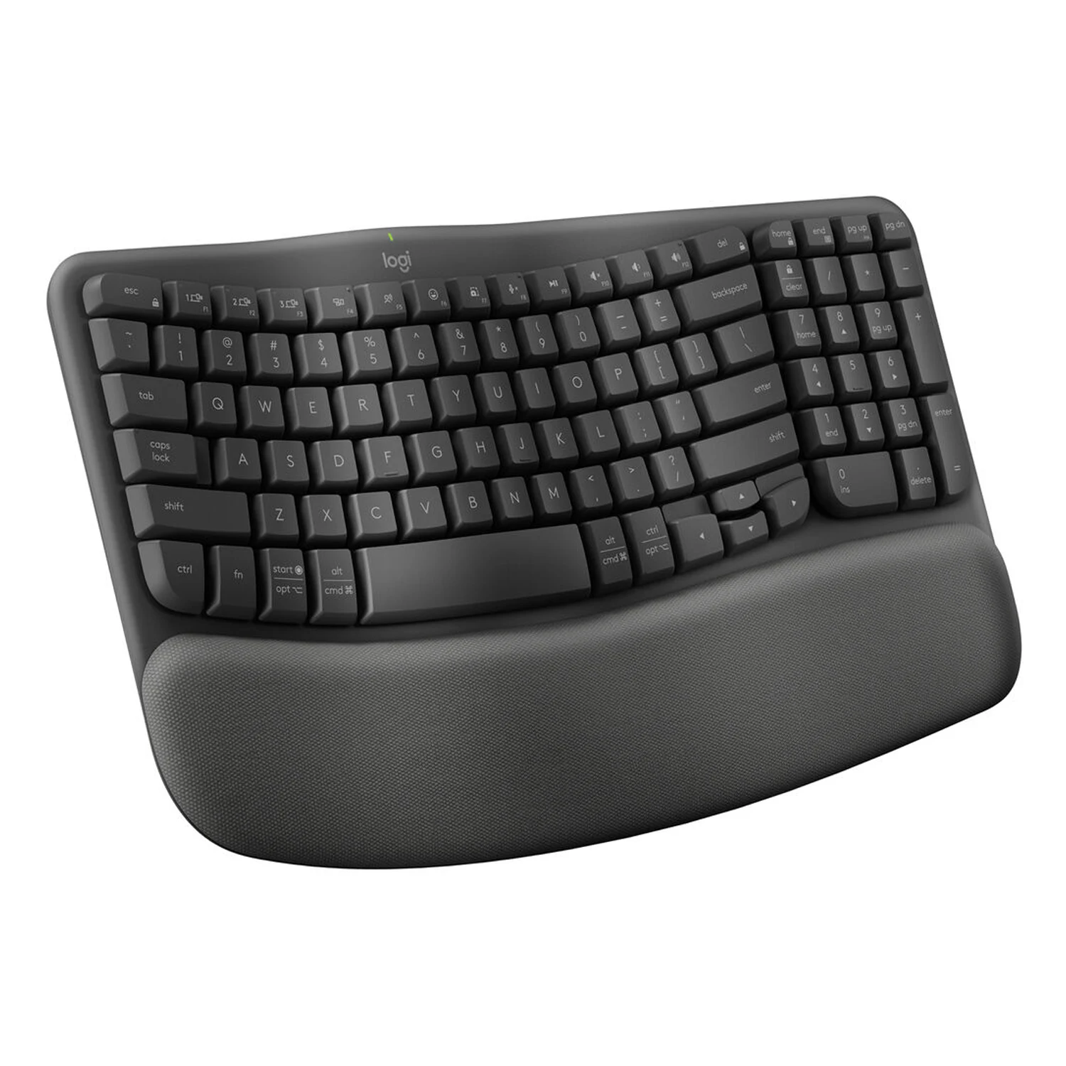 Logitech Wave Keys Wireless Ergonomic Keyboard, Black - зураг 2