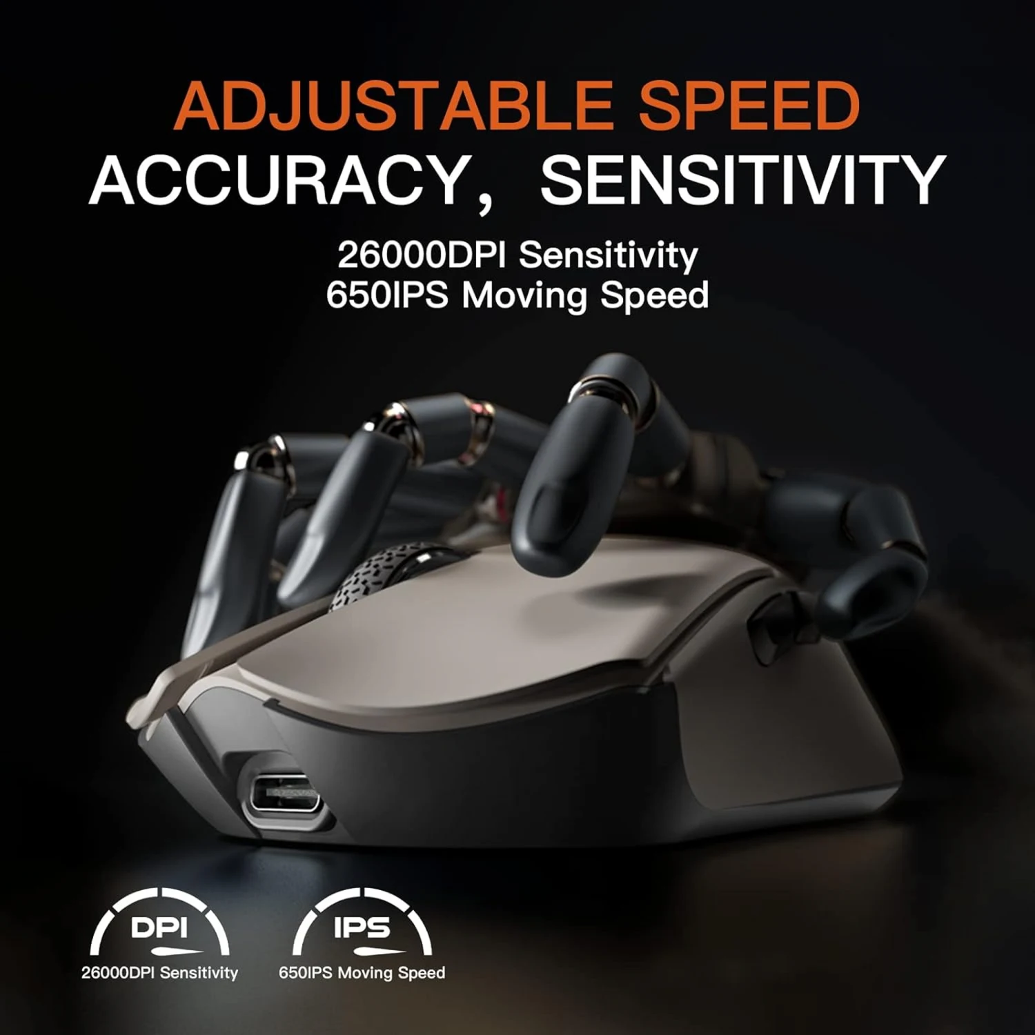 Motospeed Damorshark M3S Pro Wireless, Wired and Bluetooth Tri-Mode Optical Gaming Mouse, White - зураг 4