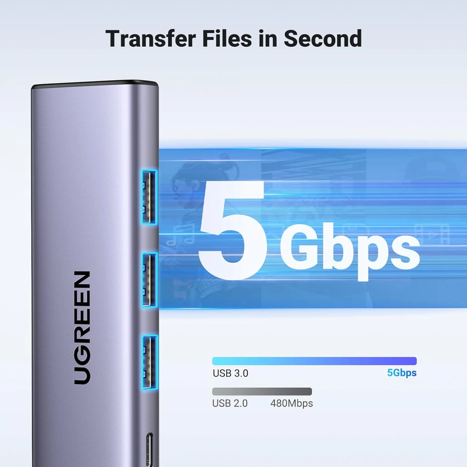 UGREEN 5-in-1 Multi Function USB-C HUB (15596) - зураг 5