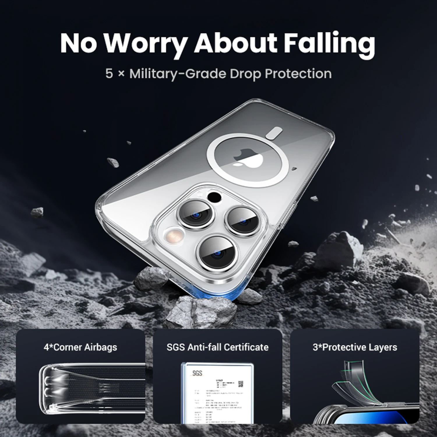 UGREEN Clear Magnetic Protective Case for iPhone 15 Pro Max (25399) - зураг 4