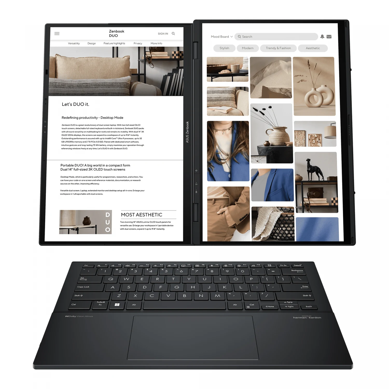 ASUS ZenBook DUO OLED UX8406MA-PZ349W Core Ultra 7-155H, 32GB DDR5 RAM, 1TB M.2 NVMe PCIe 4.0 SSD, Intel Arc Graphics, 120Hz 3K OLED 14 inch, Win11 home, InkWell Gray - зураг 2