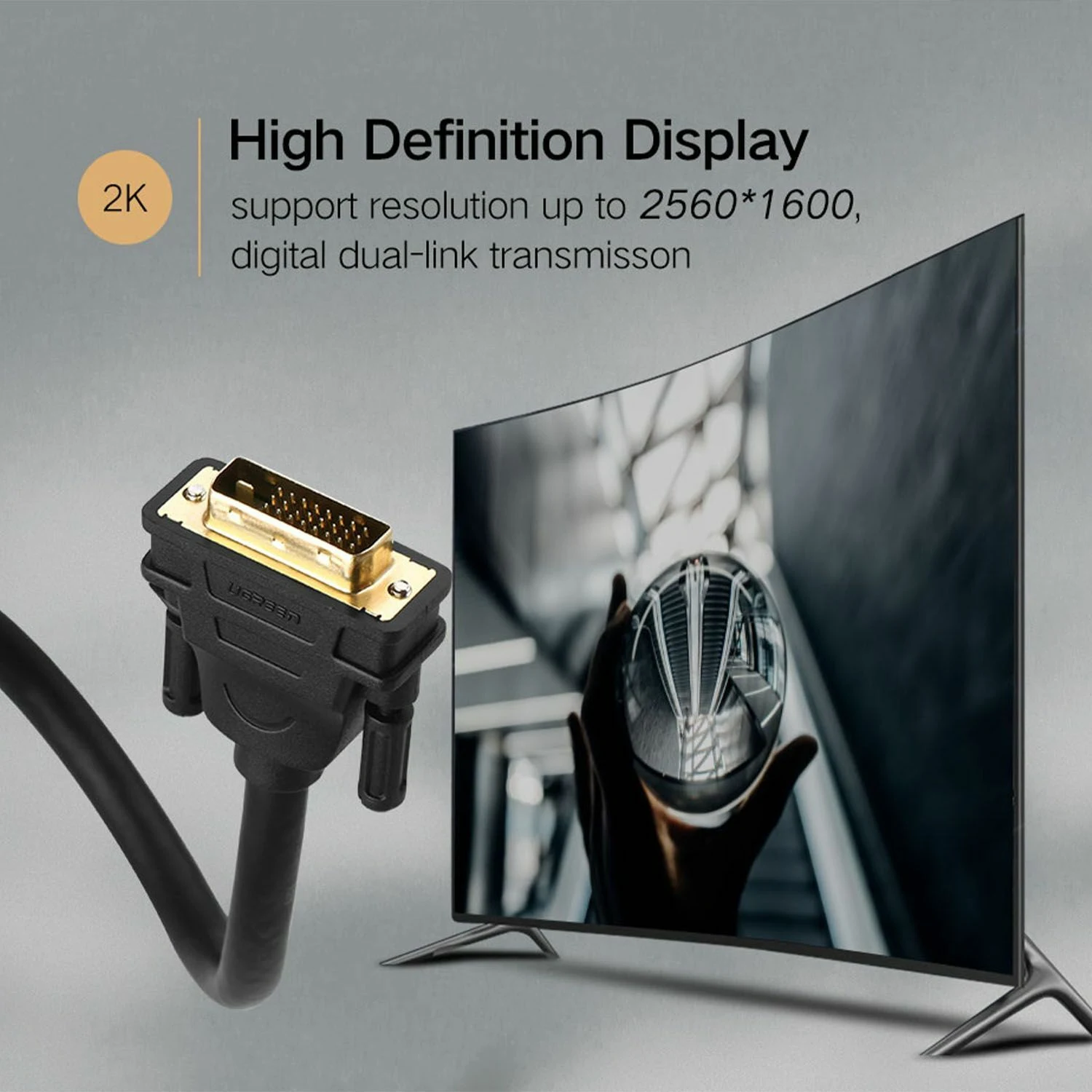 UGREEN DVI (24+1) Male to Male Cable Gold Plated 2m (11604) - зураг 2