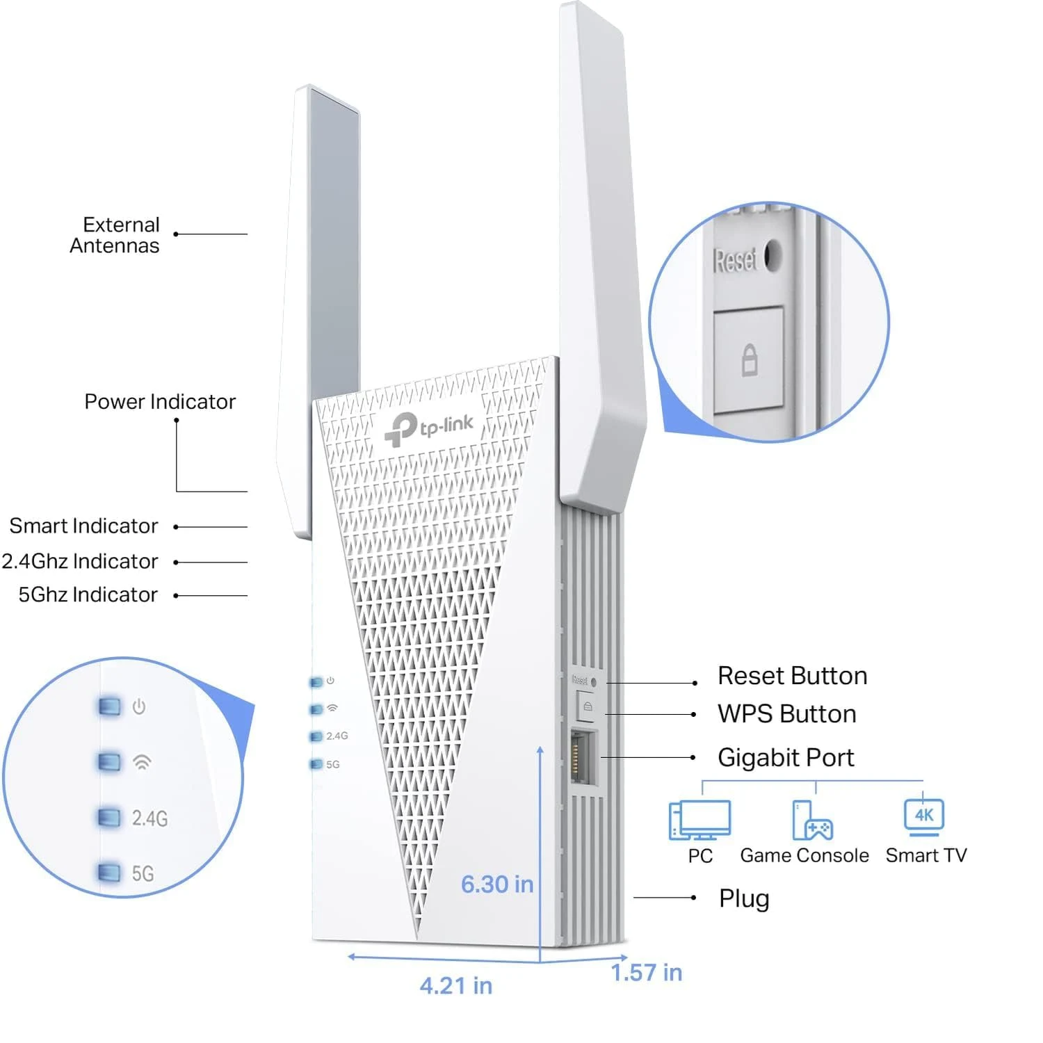 TP-Link RE715X AX3000 Mesh Wi-Fi 6 Range Extender - зураг 4