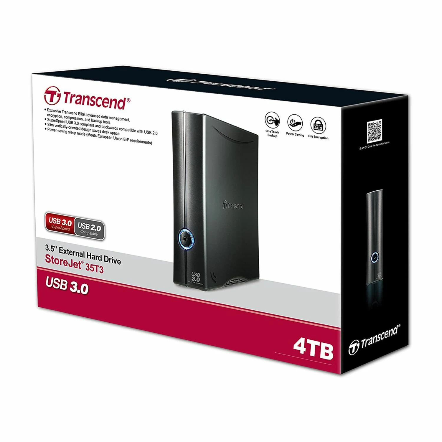 Transcend 4TB StoreJet 35T3 3.5-inch USB 3.1 External Hard Drive /TS4TSJ35T3/ - зураг 3