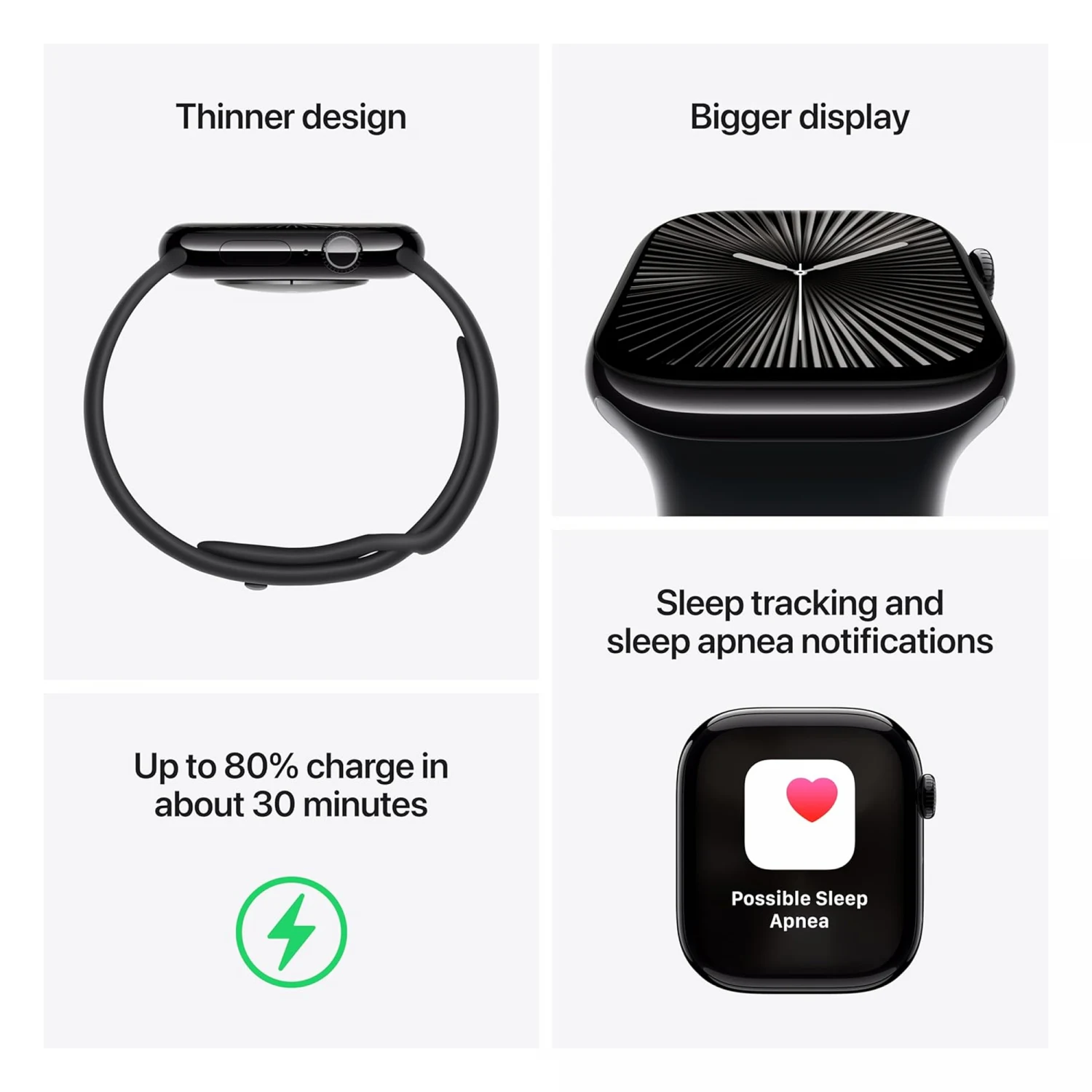 Apple Watch Series 10 GPS 42mm Jet Black Aluminium Case with Black Sport Band (S/M) /MWWE3/ - зураг 3