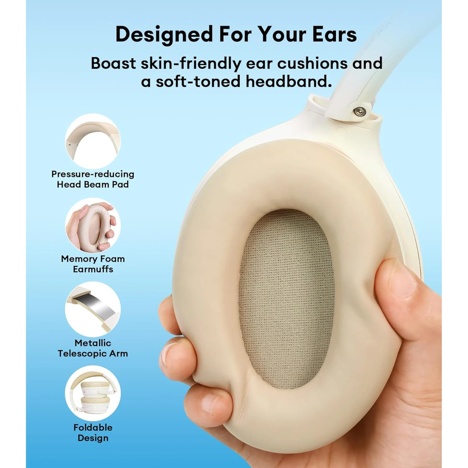 Edifier WH700NB Active Noise Cancelling Bluetooth Headphones, Ivory / Чихэвч / - зураг 6