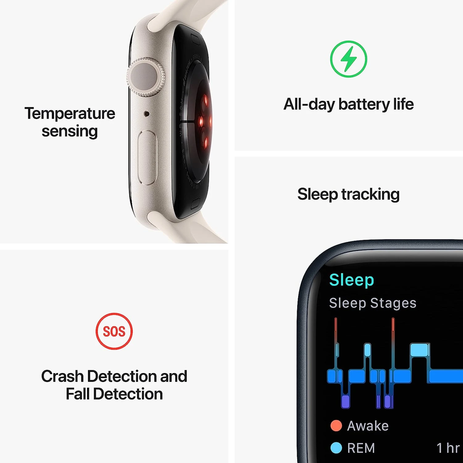 Apple Watch Series 8 GPS 45mm Starlight Aluminum Case with Starlight Sport Band (M/L) /MNP23/ - зураг 5
