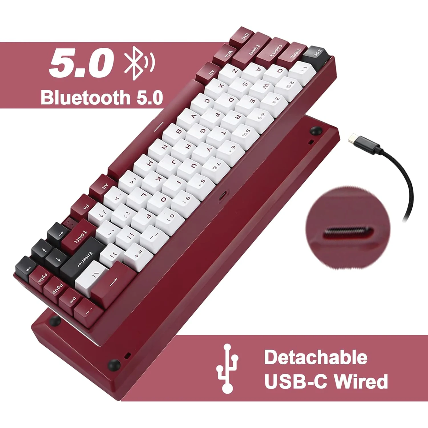 Motospeed BK67 Bluetooth and Wired Dual-Mode Mechanical Gaming Keyboard, Yellow - зураг 3