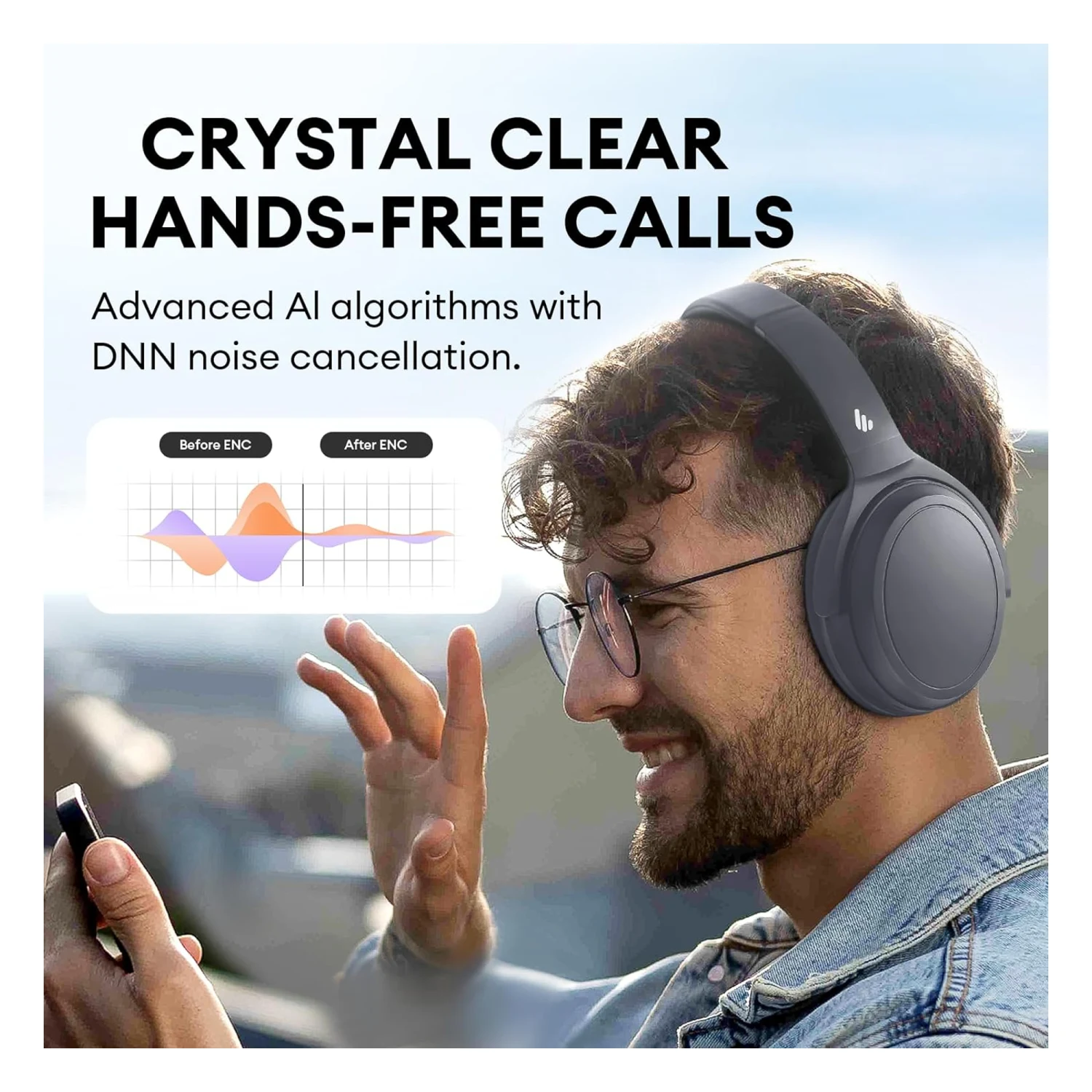 Edifier WH700NB Active Noise Cancelling Bluetooth Headphones, Gray - зураг 4