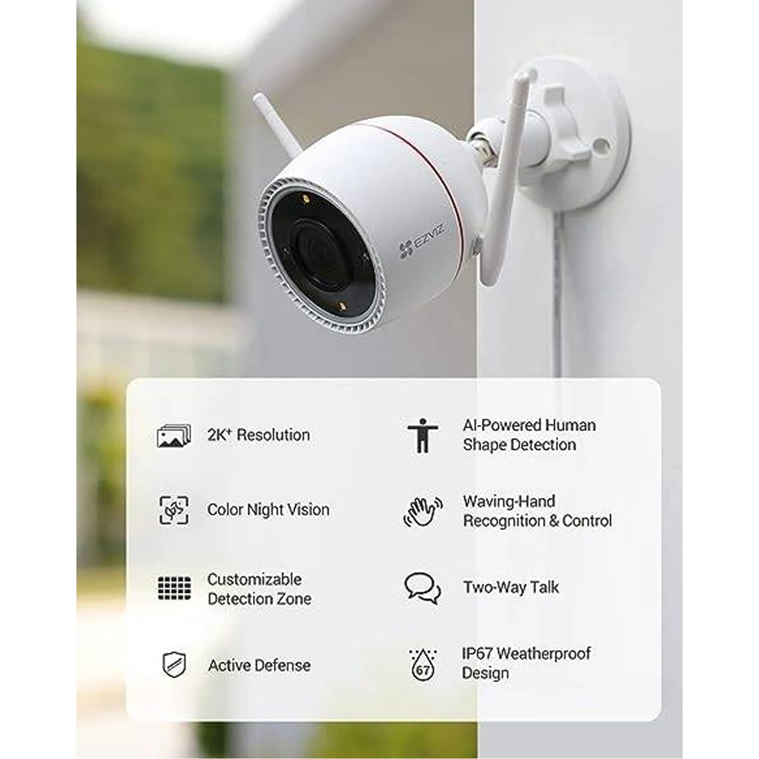 EZVIZ CS-H3c Color 2K Wi-Fi Smart Home Camera - зураг 3