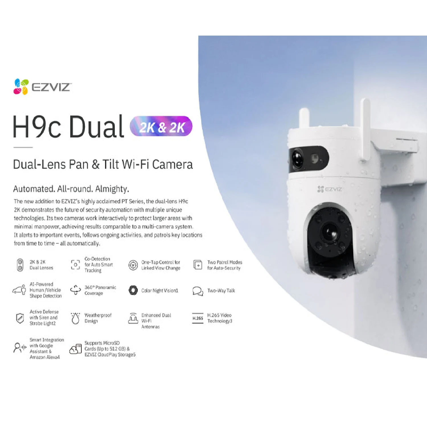 EZVIZ CS-H9C 2K Dual-Lens (3MP+3MP) Pan & Tilt Wi-Fi Camera - зураг 2