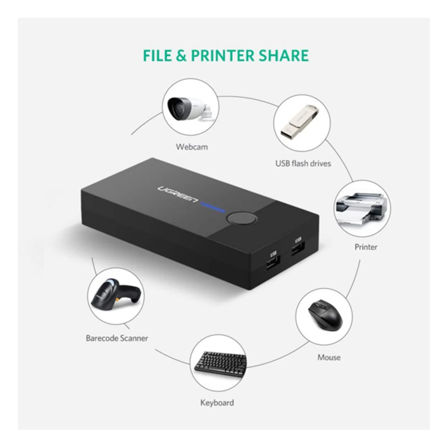 UGREEN 2 In 1 Out USB VGA KVM Switch Box (30357) - зураг 3