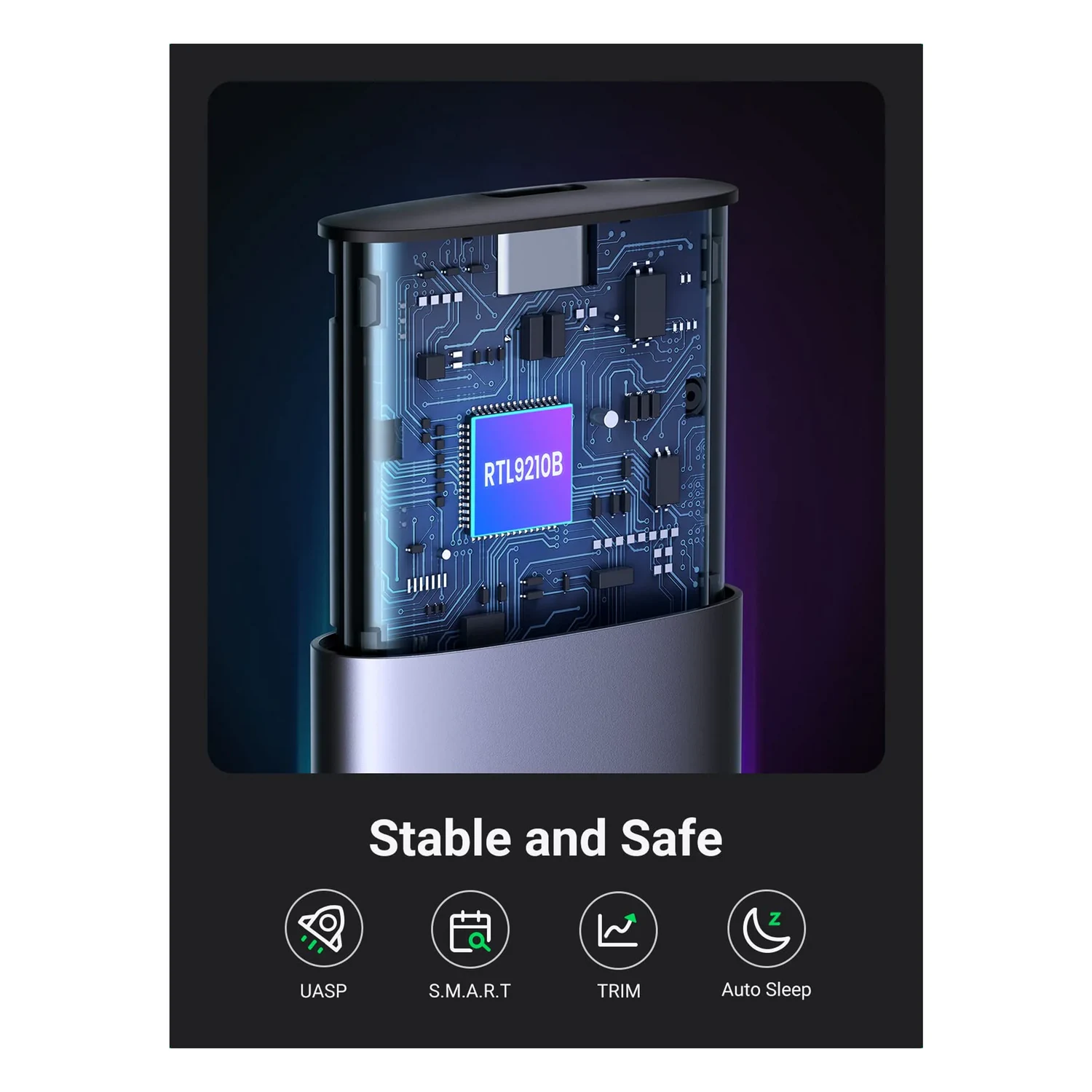 UGREEN 10Gbps M.2 NVMe SATA Enclosure (90264) - зураг 3