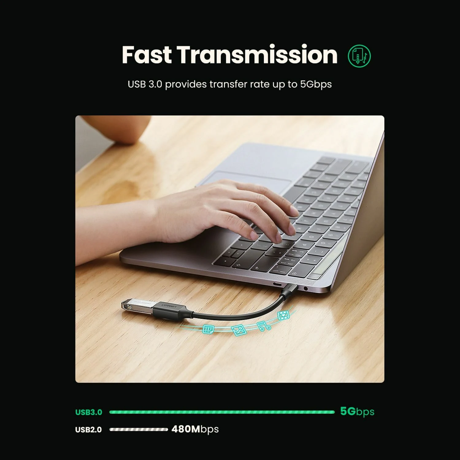 UGREEN USB-C Male to USB 3.0 OTG Adapter (30701) - зураг 3