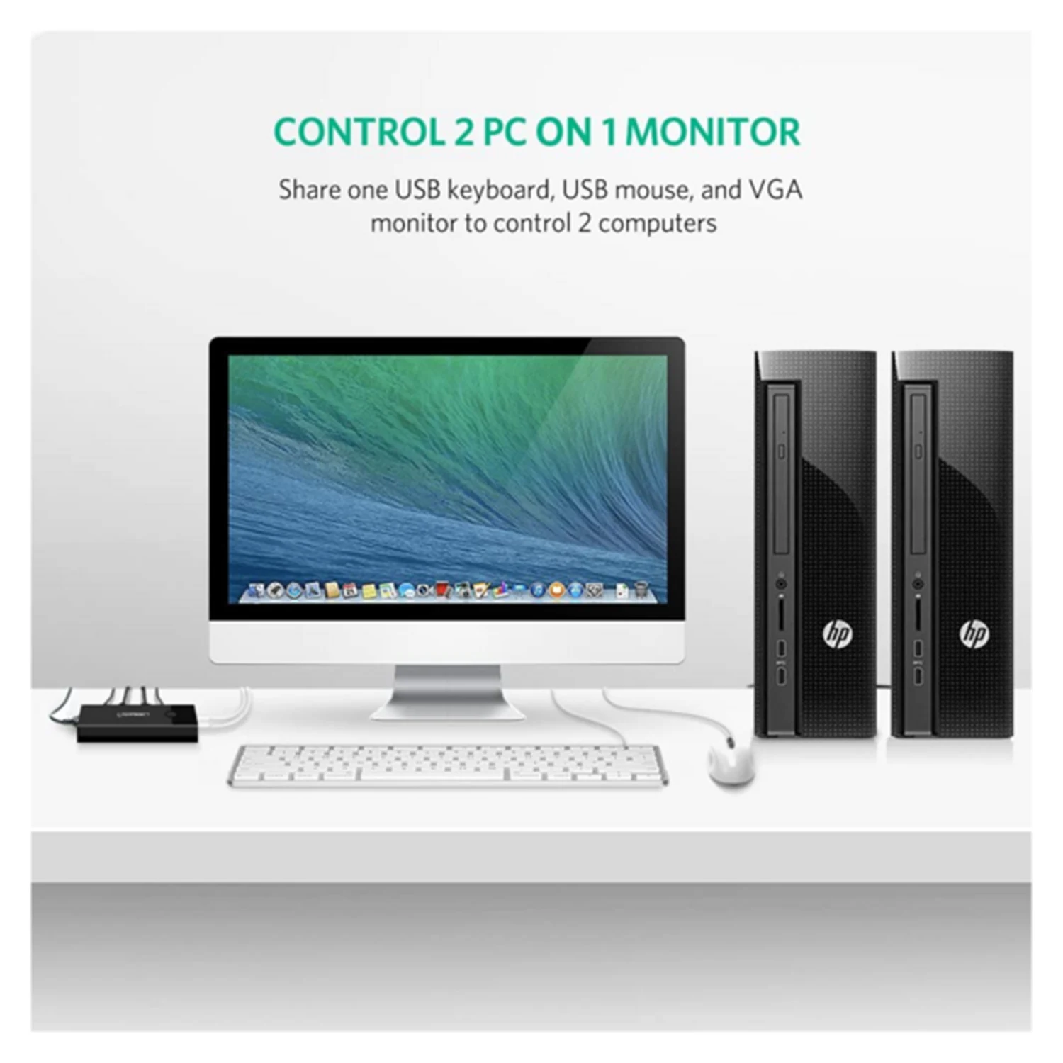 UGREEN 2 In 1 Out USB VGA KVM Switch Box (30357) - зураг 2