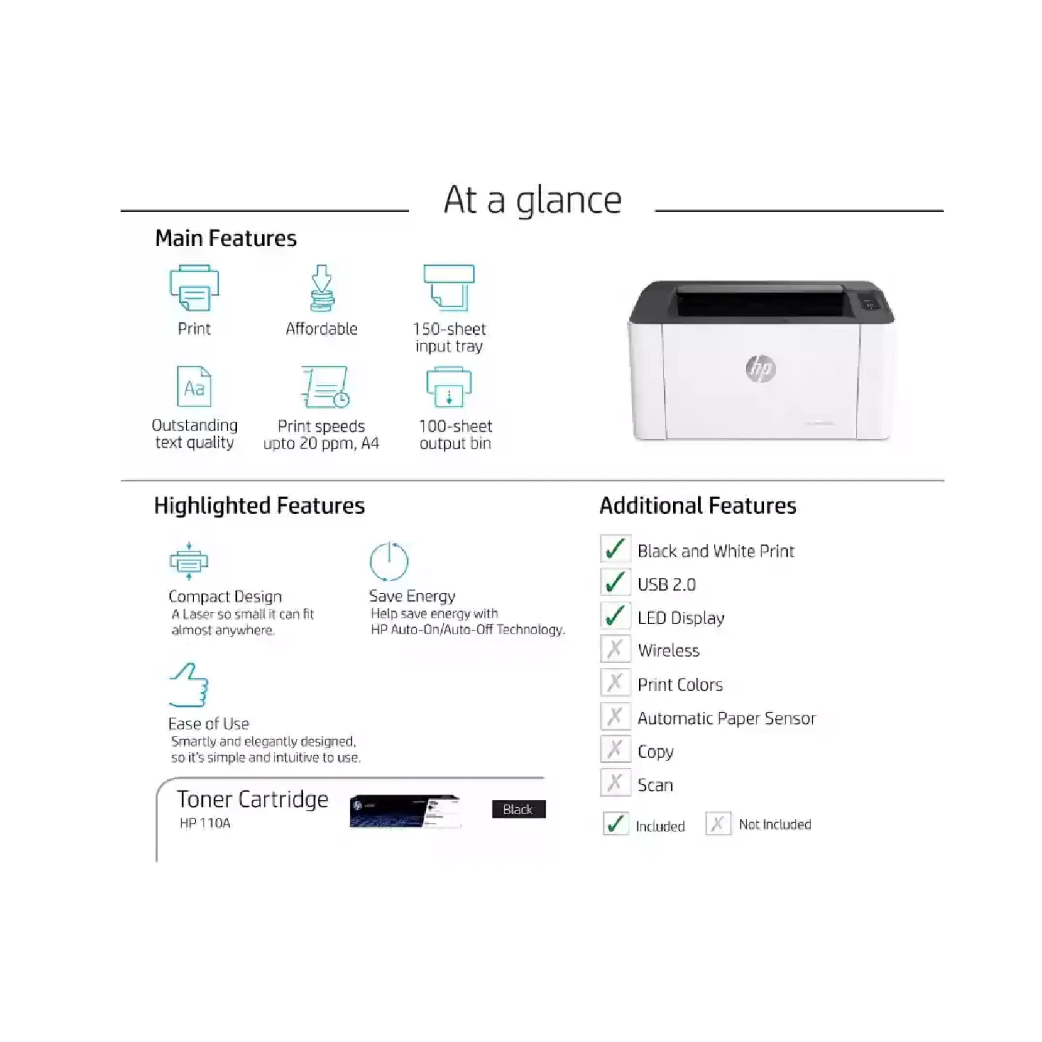 HP Laser 108a Printer / Хэвлэгч , Хар Принтер / - зураг 3