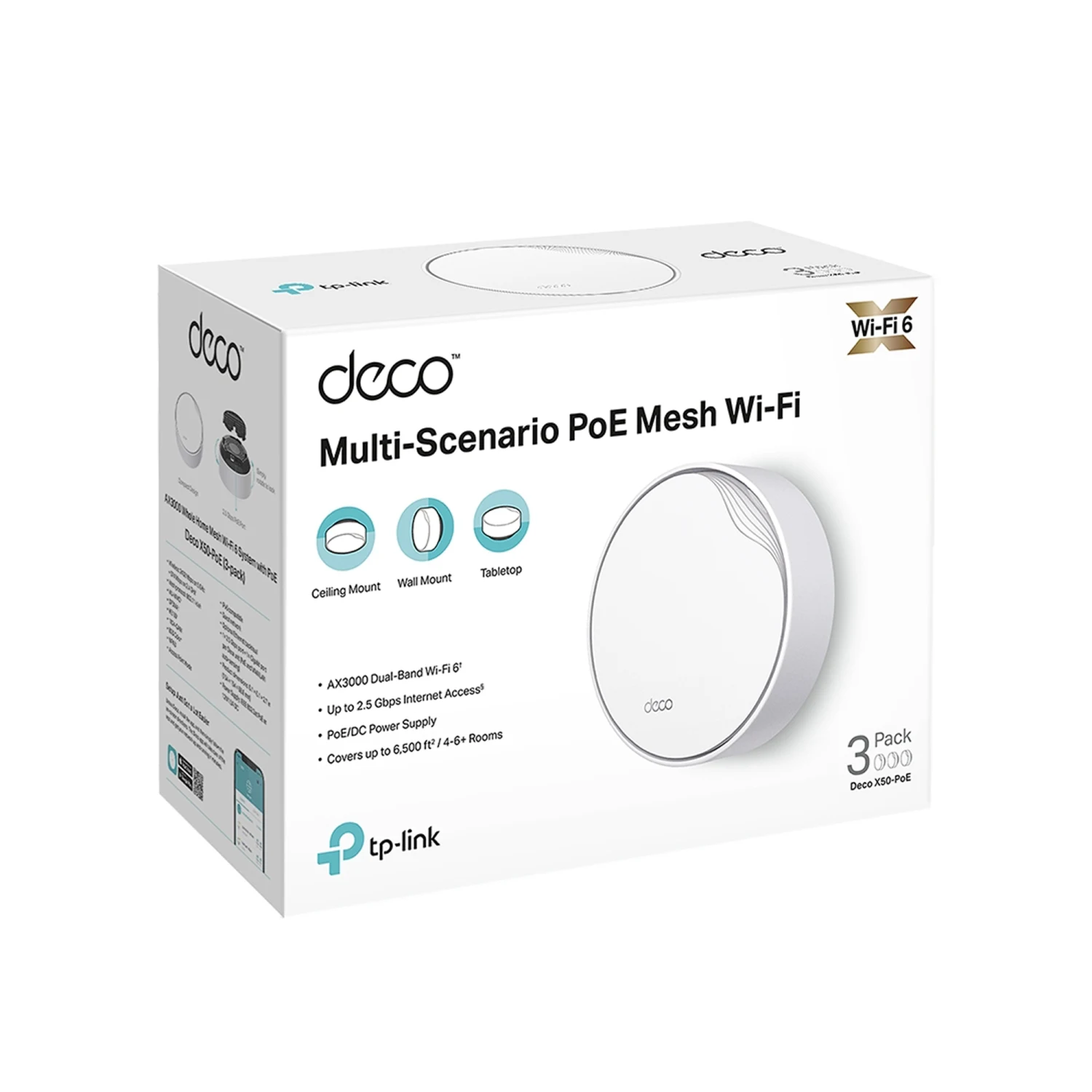 TP-Link Deco X50-Poe (3-pack) AX3000 Whole Home Mesh WiFi 6 System with PoE / Свич салаалагч , Сүлжээний Төхөөрөмж / - зураг 4