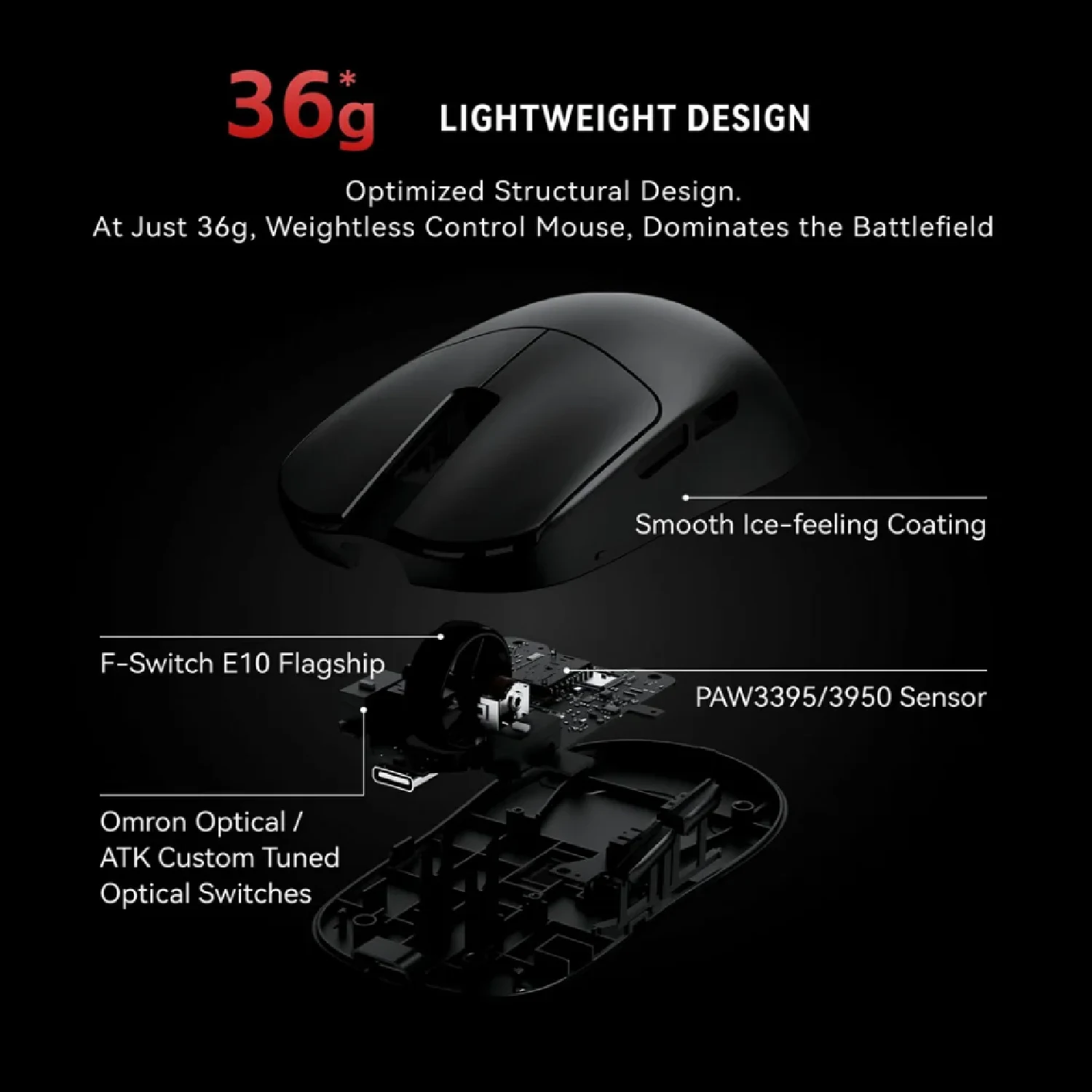 ATK VXE MAD R MAJOR Wireless Gaming Mouse, White - зураг 4