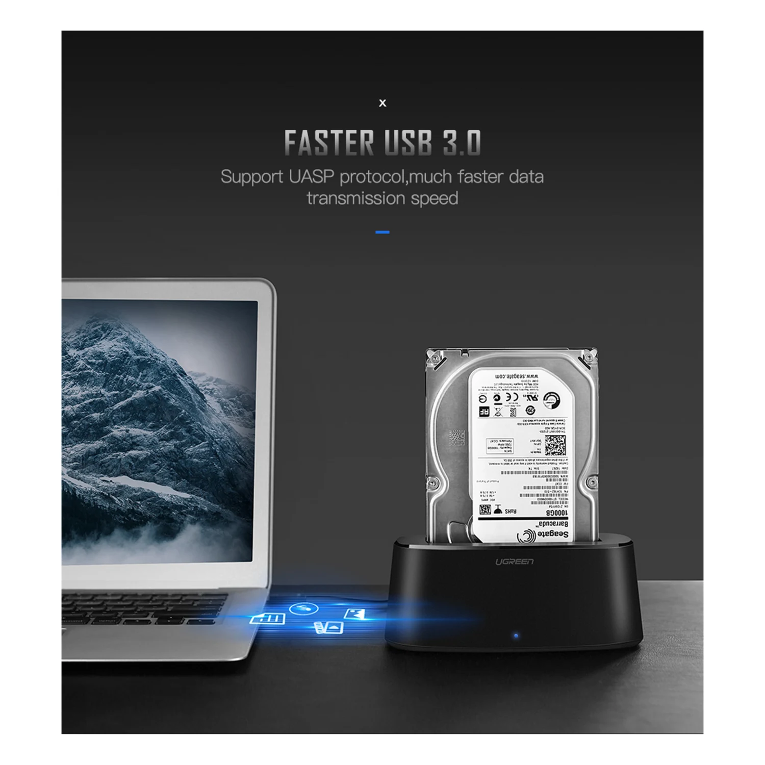 UGREEN USB 3.0 to SATA Dual Bay External Hard Drive Docking Station 50857 ( Хардны Суурь ) - зураг 3