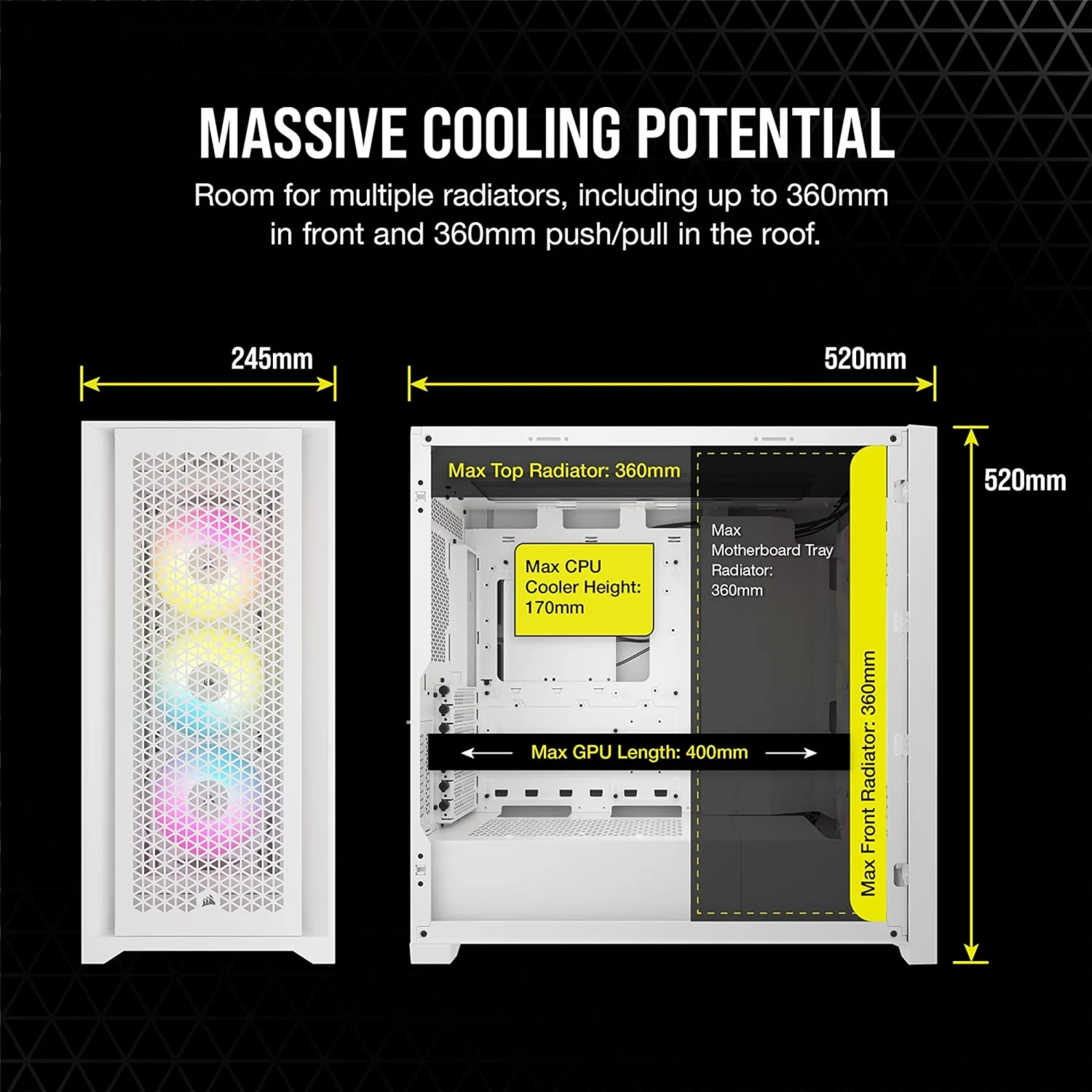 Corsair 5000D AIRFLOW Tempered Glass Mid-Tower ATX Case, White - зураг 4