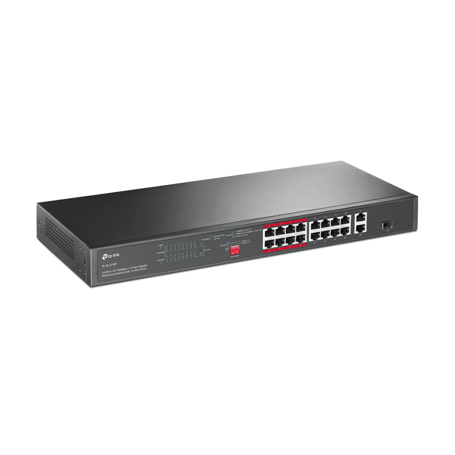 TP-Link SL1218P 16-Port 10/100 Mbps PoE+ Rackmount Switch with 2-Port Gigabit Port and 1 Gigabit SFP Slot ( Свич Салаалагч , Сүлжээний Төхөөрөмж ) - зураг 2