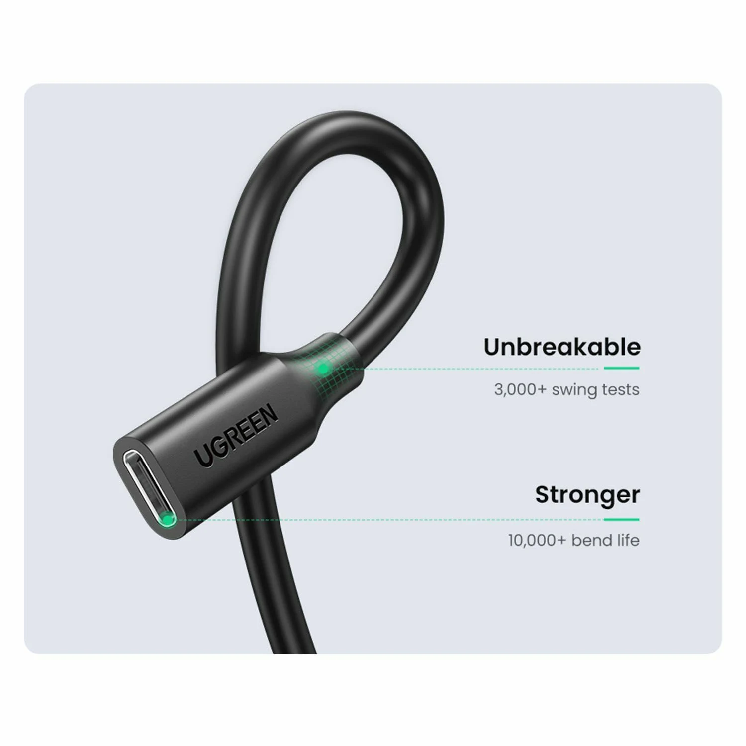 UGREEN USB-C Male to USB-C Female Gen2 5A Extension Cable 1m (10387) - зураг 4