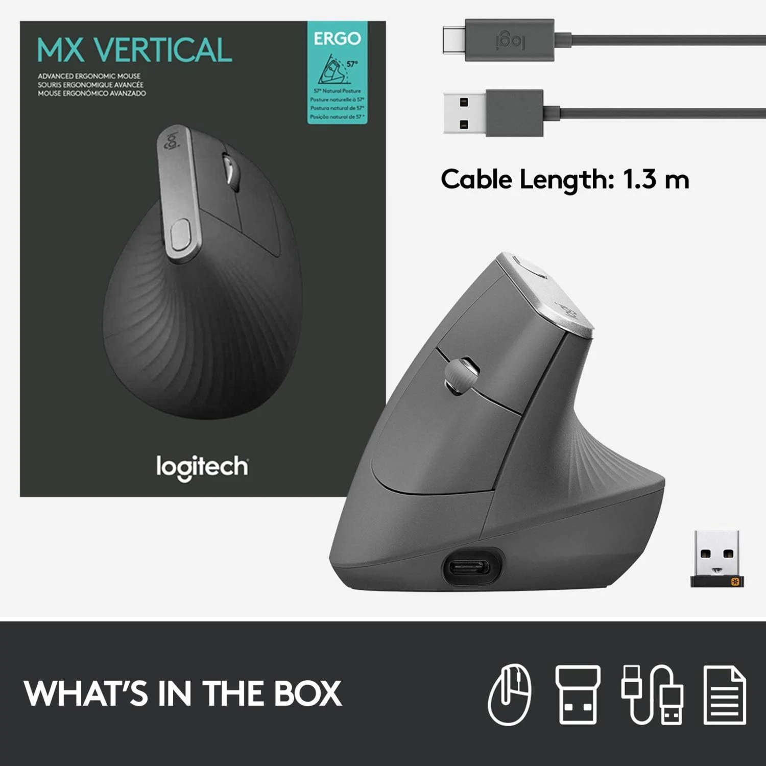 Logitech MX Vertical Advanced Ergonomic Mouse - зураг 3