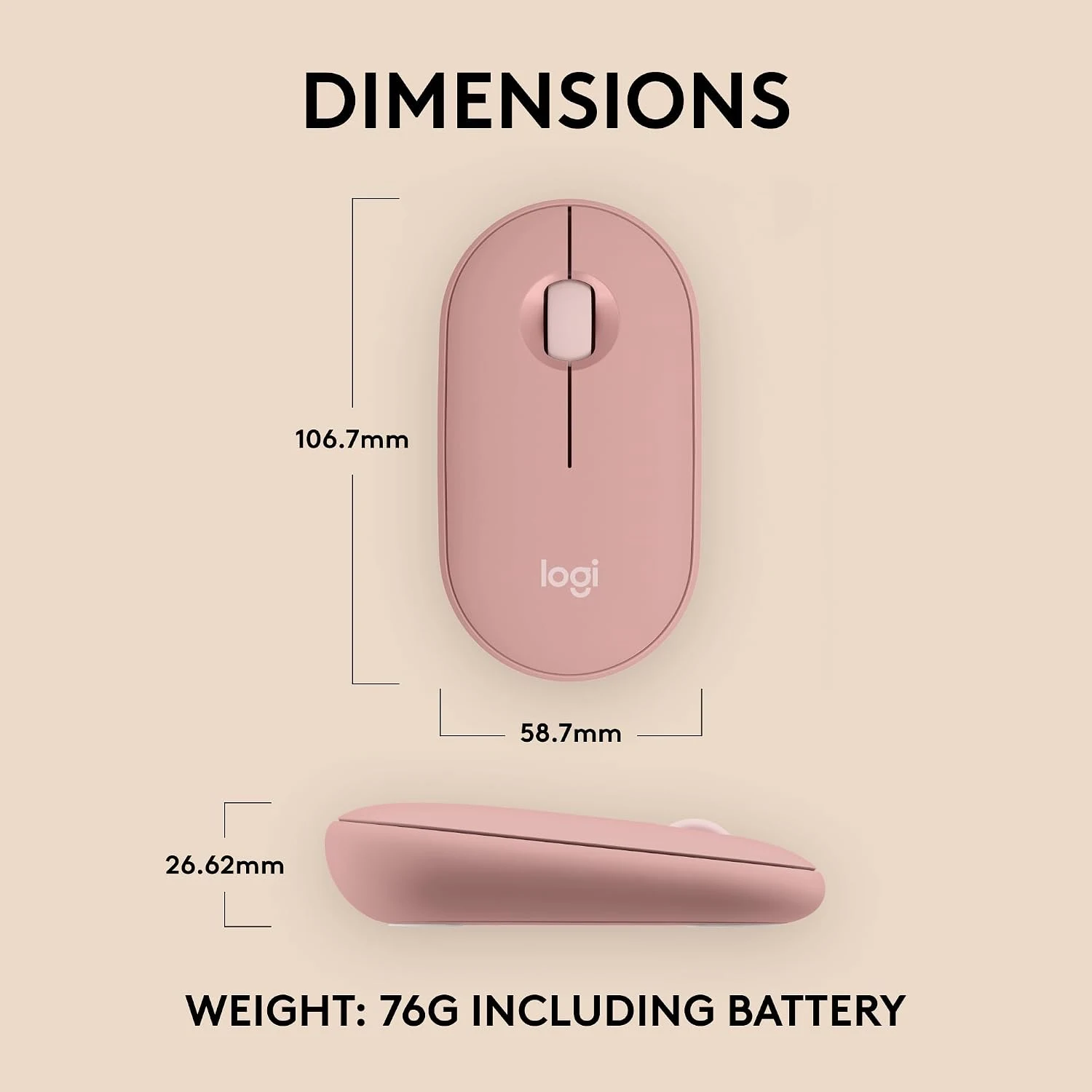 Logitech Pebble M350s Silent Wireless Mouse Rose - зураг 2