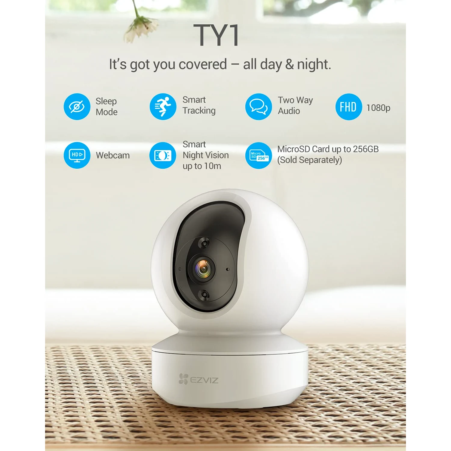 EZVIZ CS-TY1 Smart Wi-Fi Pan & Tilt FHD Camera (B0-1G2WF) - зураг 2