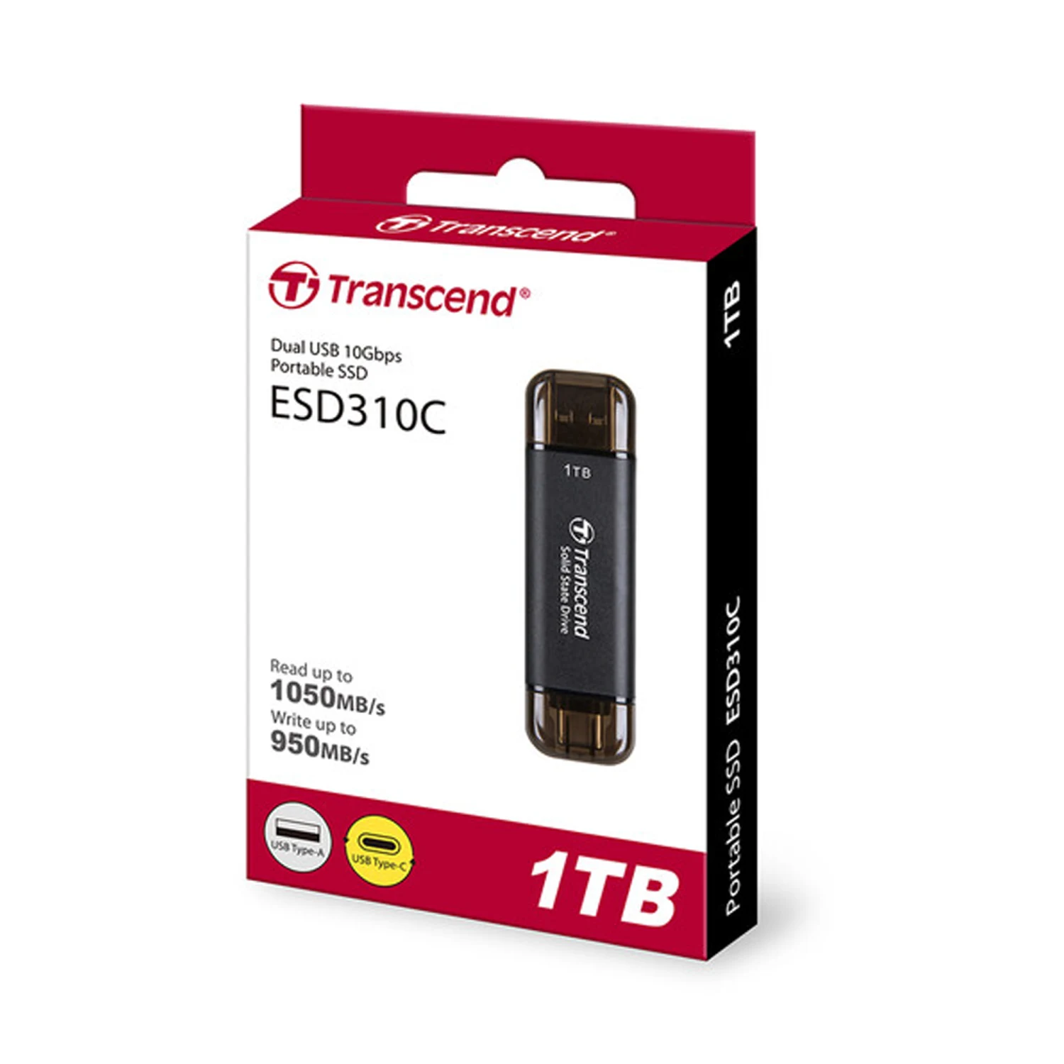 Transcend 1TB ESD310C USB-A & USB-C 3.2 Gen2 Portable SSD TS1TESD310C / Зөөврийн Хард / - зураг 3