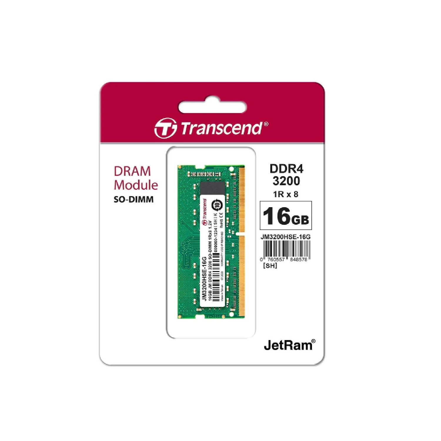 Transcend DDR4 16GB JetRam 3200MHz SODIMM Notebook Memory /JM3200HSE-16G/ - зураг 2