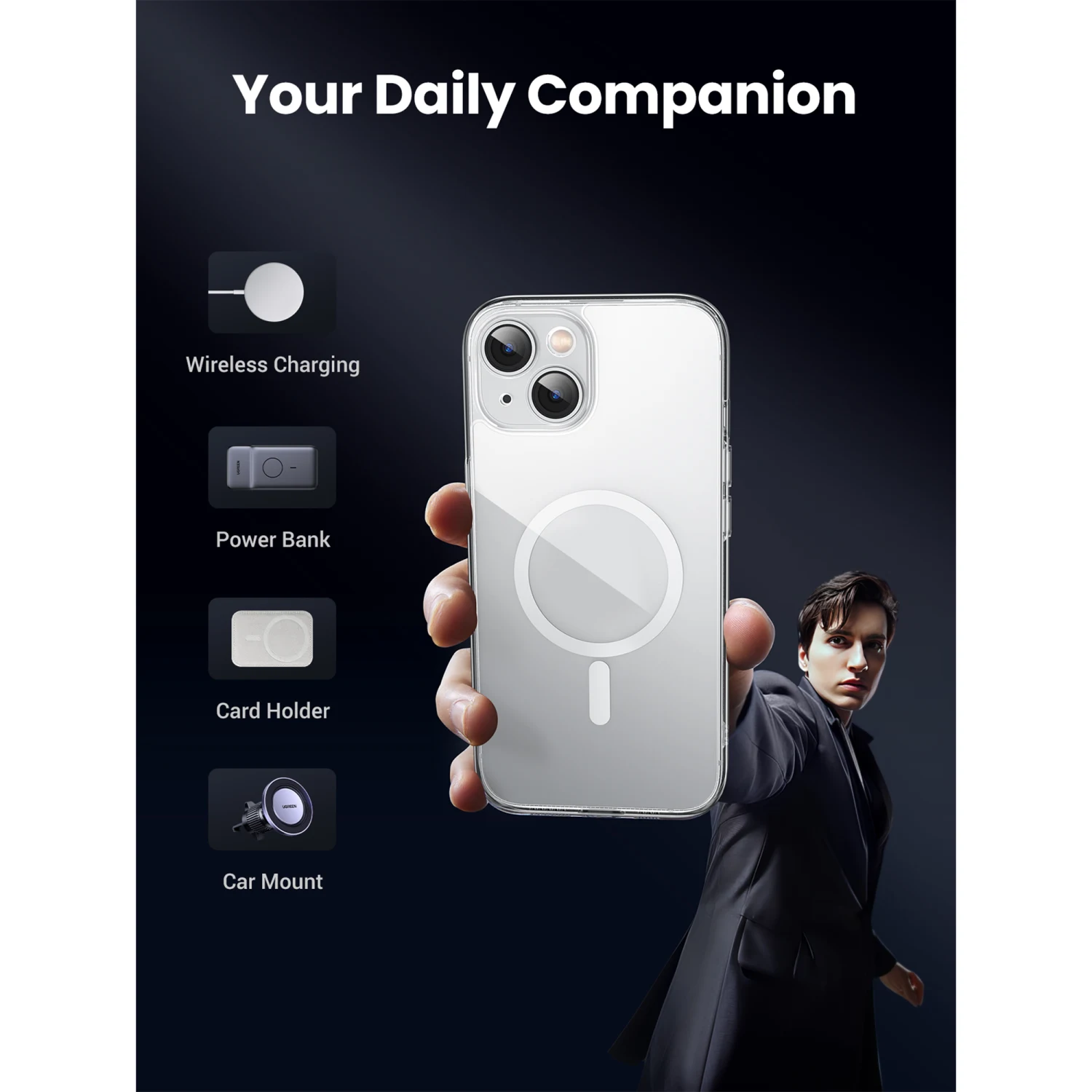 UGREEN Clear Magnetic Protective Case for iPhone 15 (25396) - зураг 6