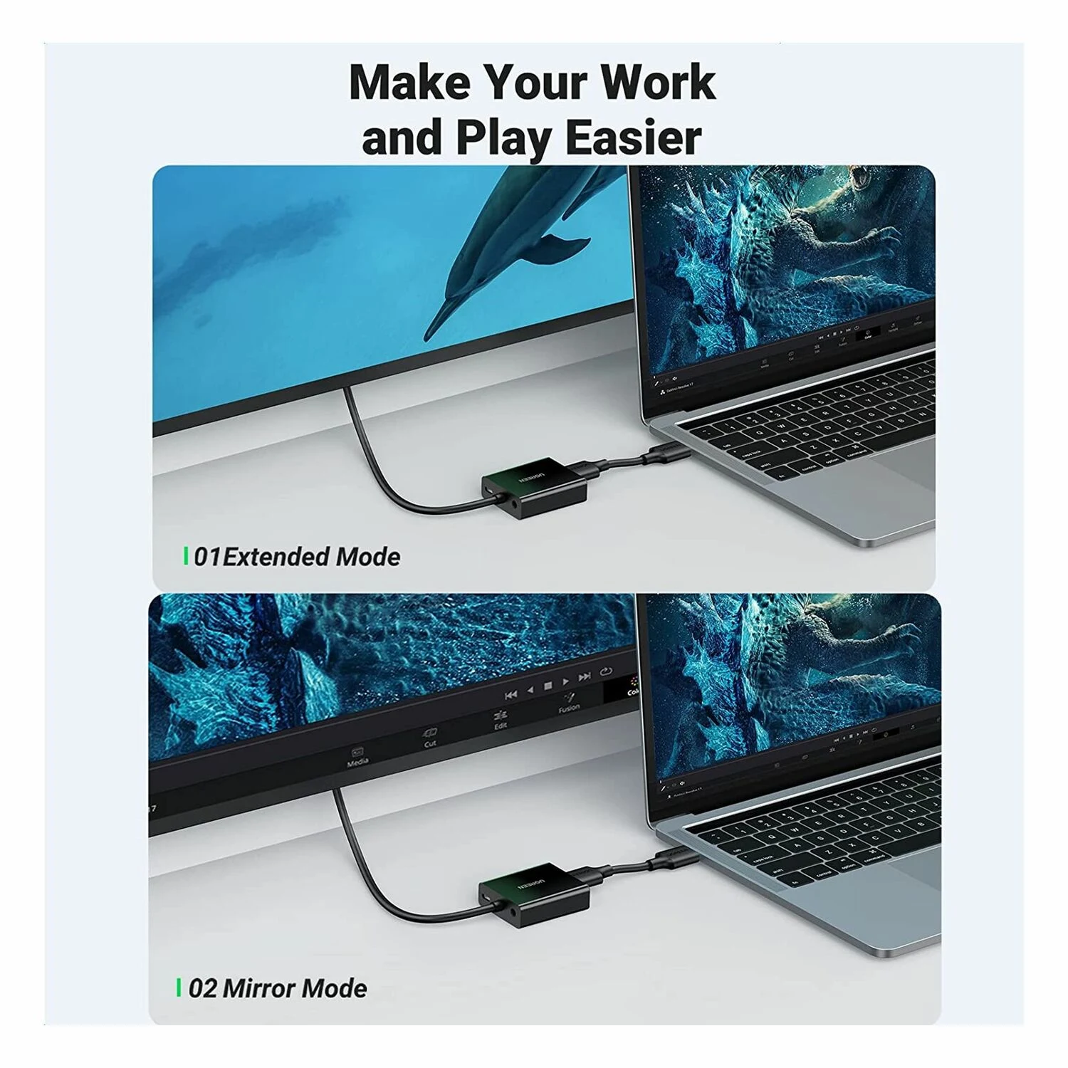 UGREEN HDMI Female to VGA Male Adapter with Audio Jack (20694) - зураг 2