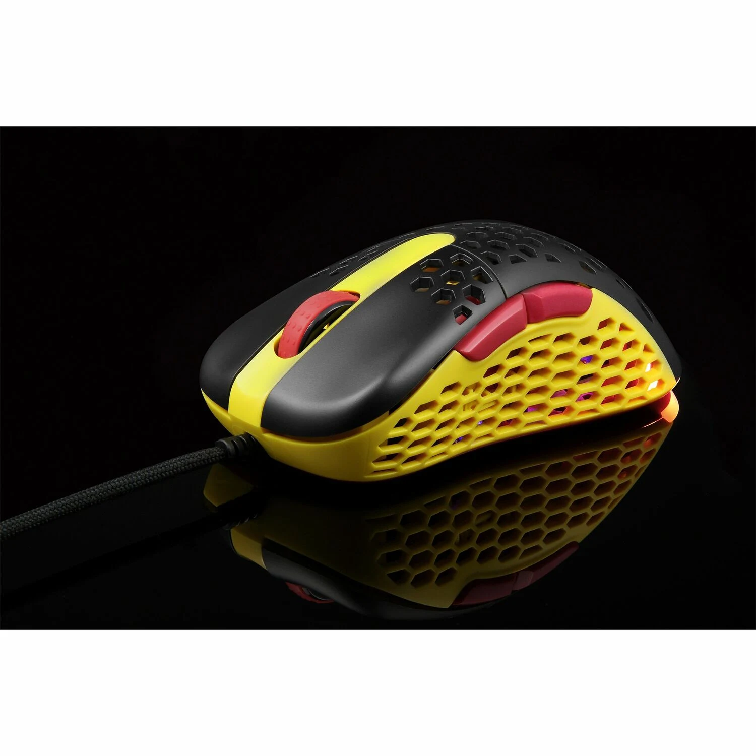 Motospeed V100 Air Wired RGB Backlight Gaming Mouse, Black and Yellow - зураг 3