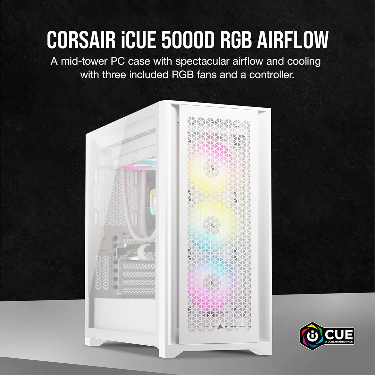 Corsair 5000D AIRFLOW Tempered Glass Mid-Tower ATX Case, White - зураг 3