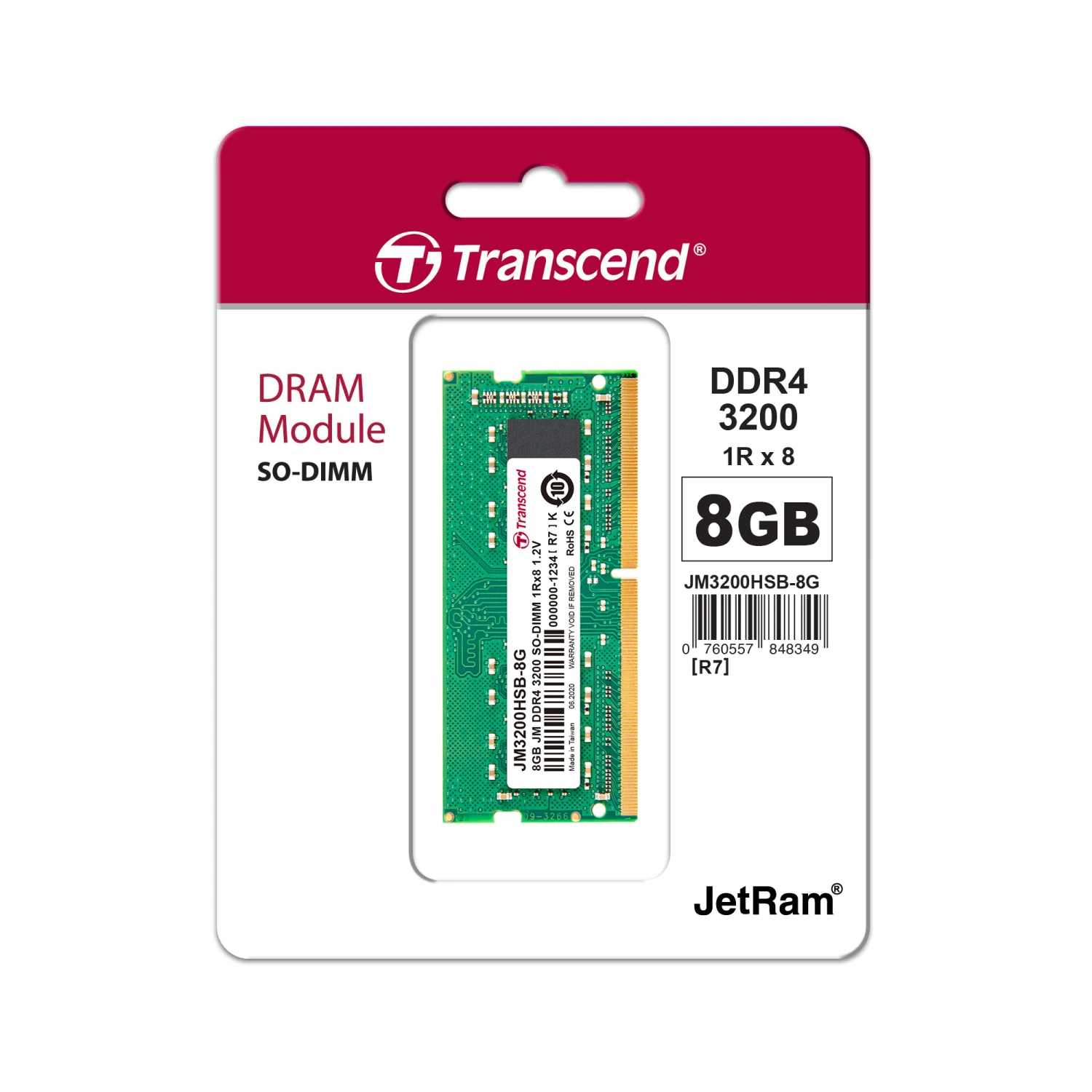 Transcend DDR4 8GB JetRam 3200MHz SODIMM Notebook Memory /JM3200HSB-8G/ - зураг 2