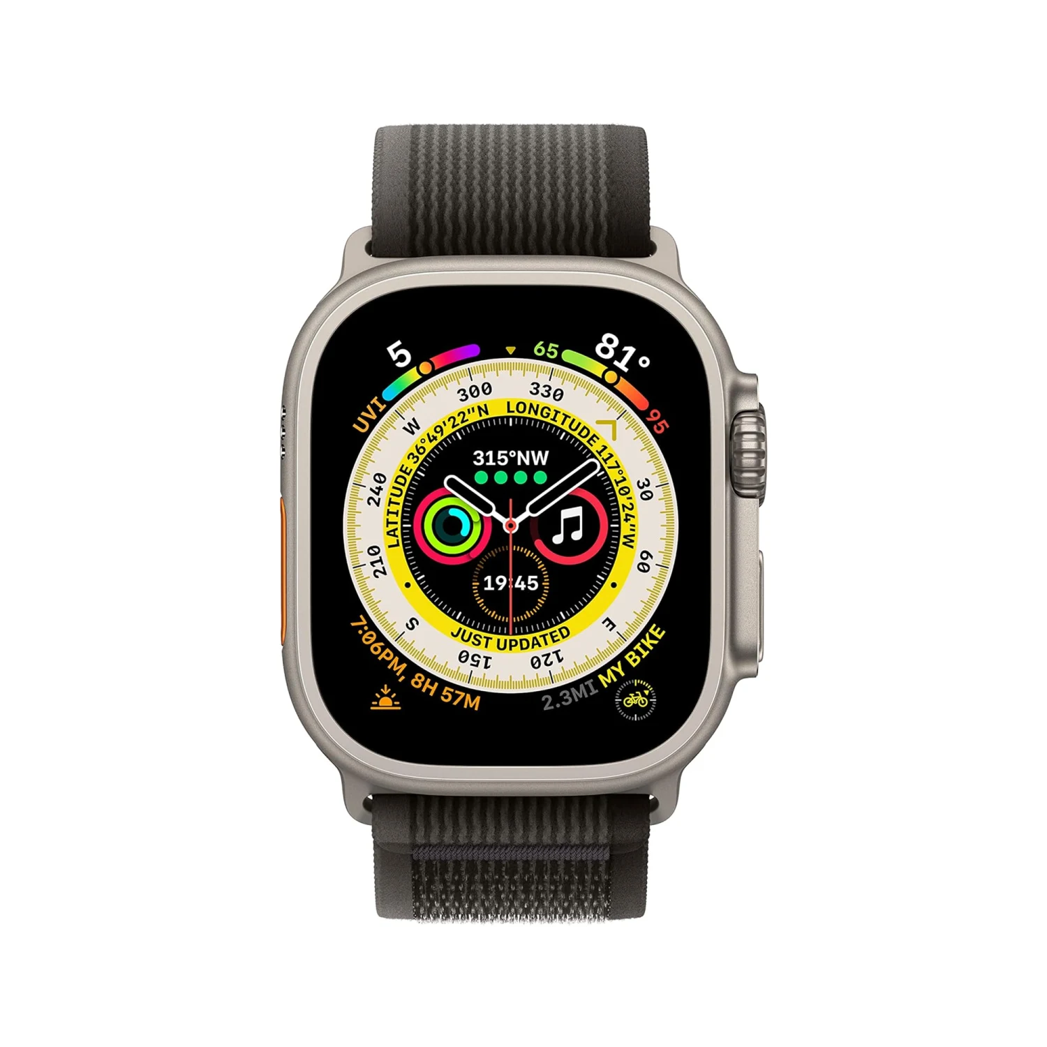 Apple Watch Ultra GPS + Cellular, 49mm Titanium Case with BlackGray Trail Loop /MQFW3/ - зураг 2