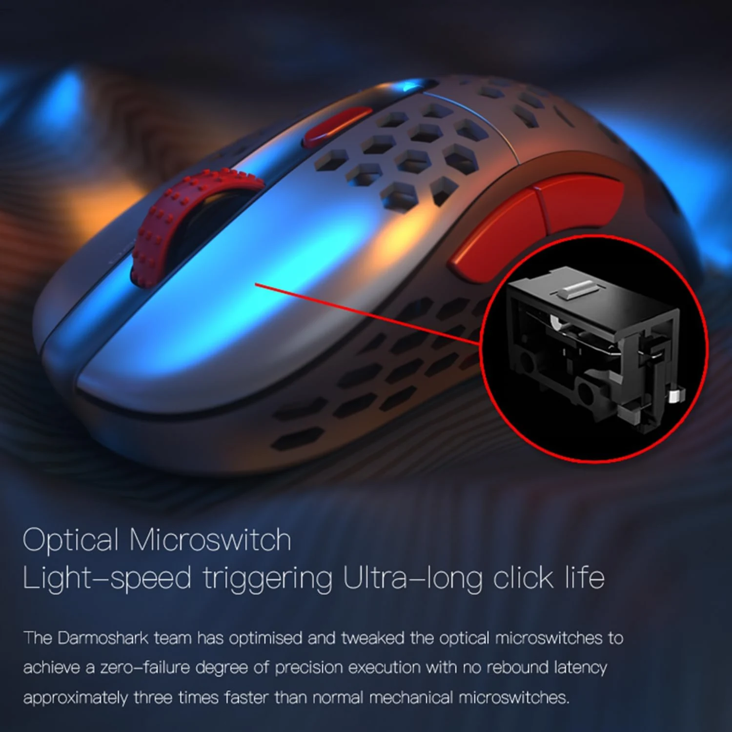 Motospeed Darmoshark GN1 Wired Optical Gaming Mouse, Grey - зураг 3
