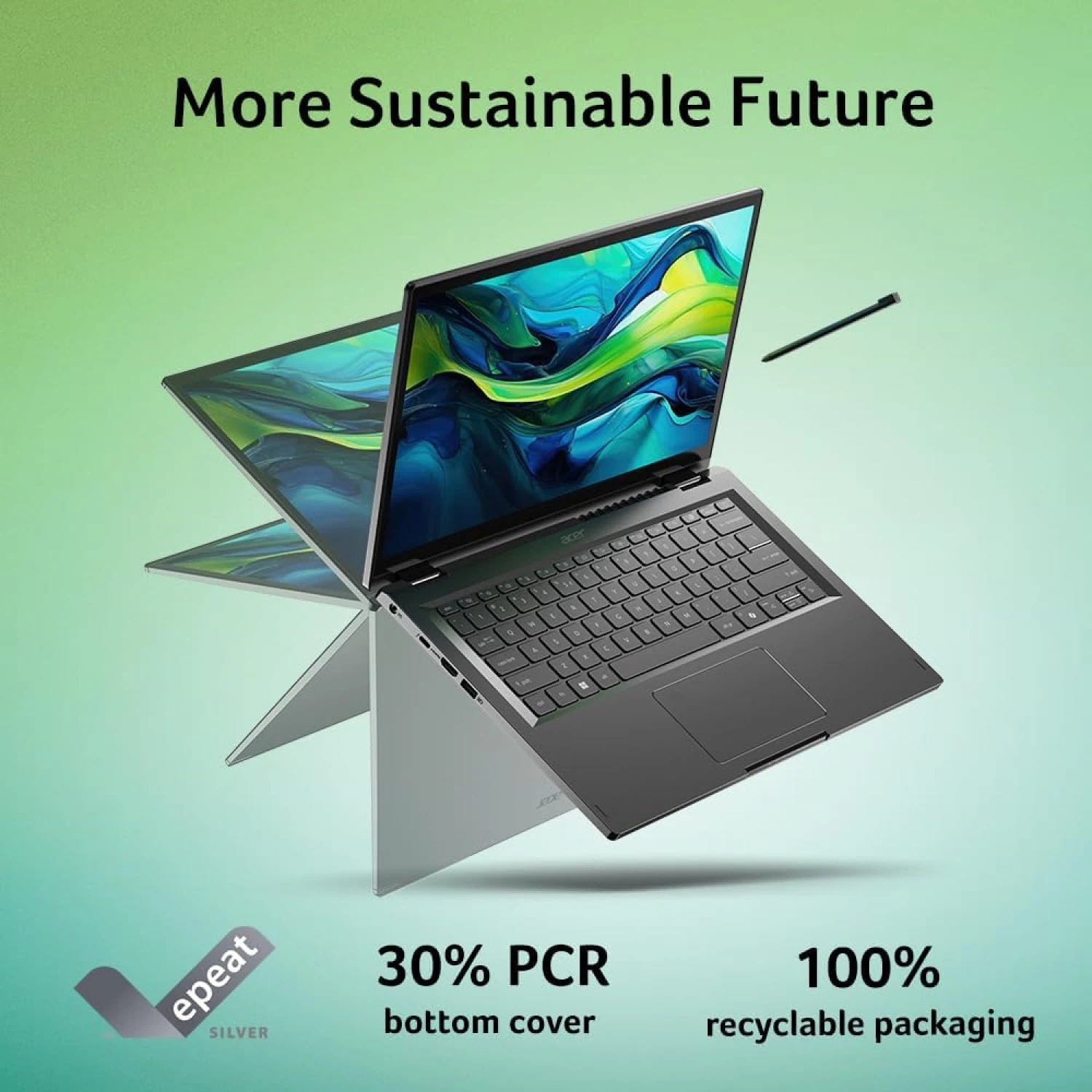 Acer Aspire Spin 14 ASP14-52MTN-56M3, Intel Core Ultra 5-125U, DDR5 8GB RAM, 512GB PCIe NVMe Gen4 M.2 SSD, 14-inch WUXGA Touch/Stylus, Win11 Home, Steel Grey - зураг 3