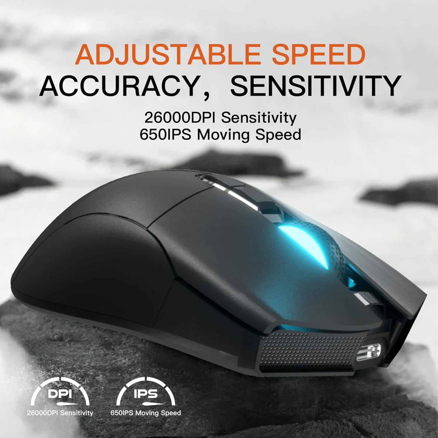 Motospeed Darmoshark N3 Wireless, Wired and Bluetooth Tri-Mode Optical Gaming Mouse, Black - зураг 5