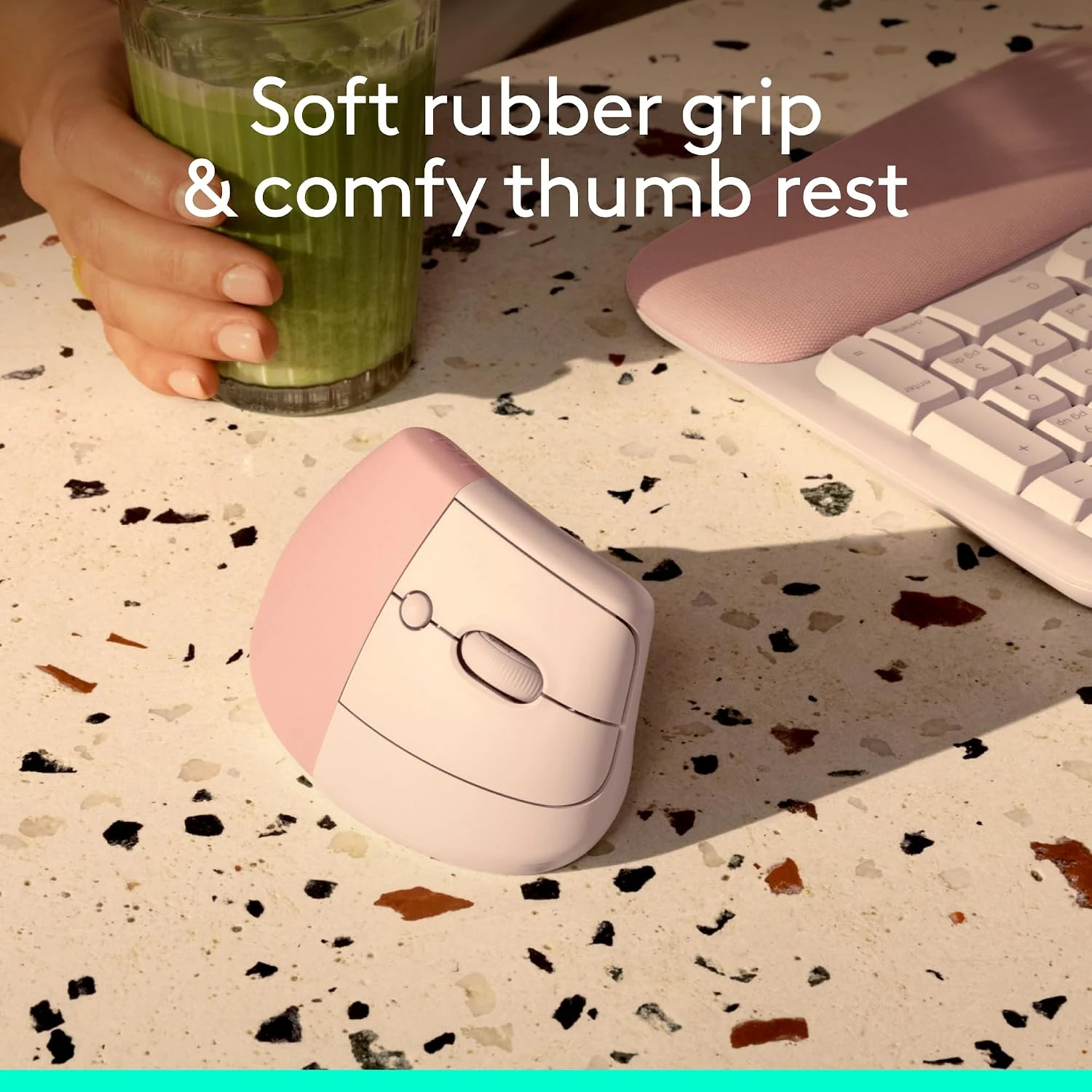 Logitech Ergo Series Lift Wireless Mouse Pink - зураг 4