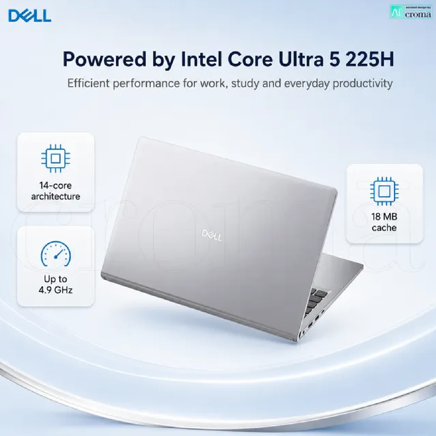 DELL D15260-R2605S laptop Intel Core Ultra5 225H 16GB 512GB M.2 PCIe NVMe SSD 120Hz Win11 15.6 inch FHD silver color ( Зөөврийн компьютер) - зураг 2