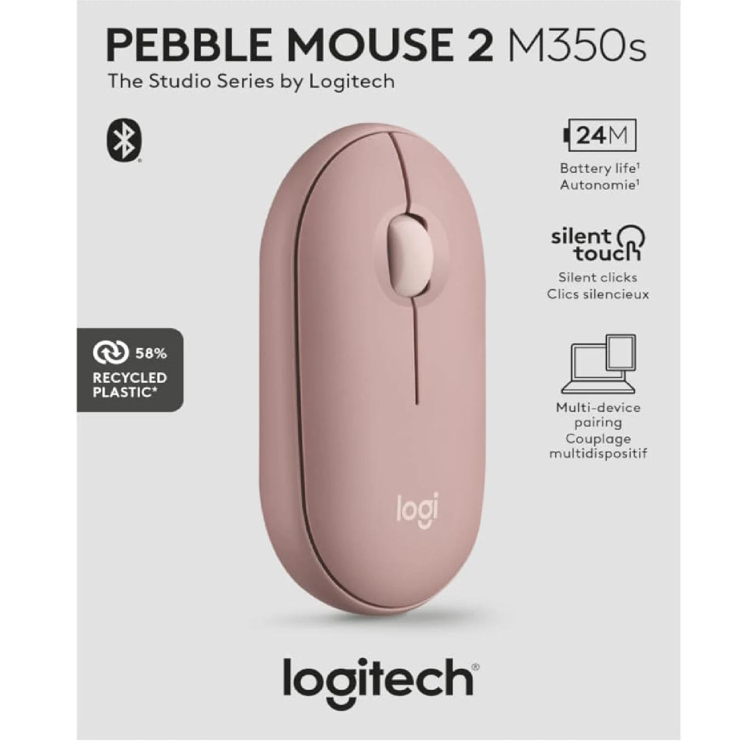 Logitech Pebble M350s Silent Wireless Mouse Rose - зураг 4