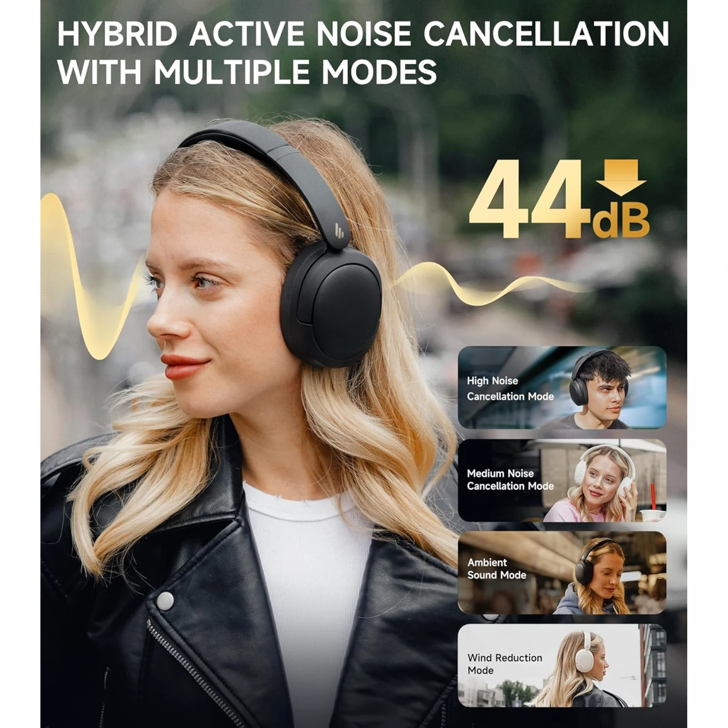 Edifier W800BT Pro Wireless Over-Ear Headphones with Active Noise Cancellation, Black / Чихэвч / - зураг 2