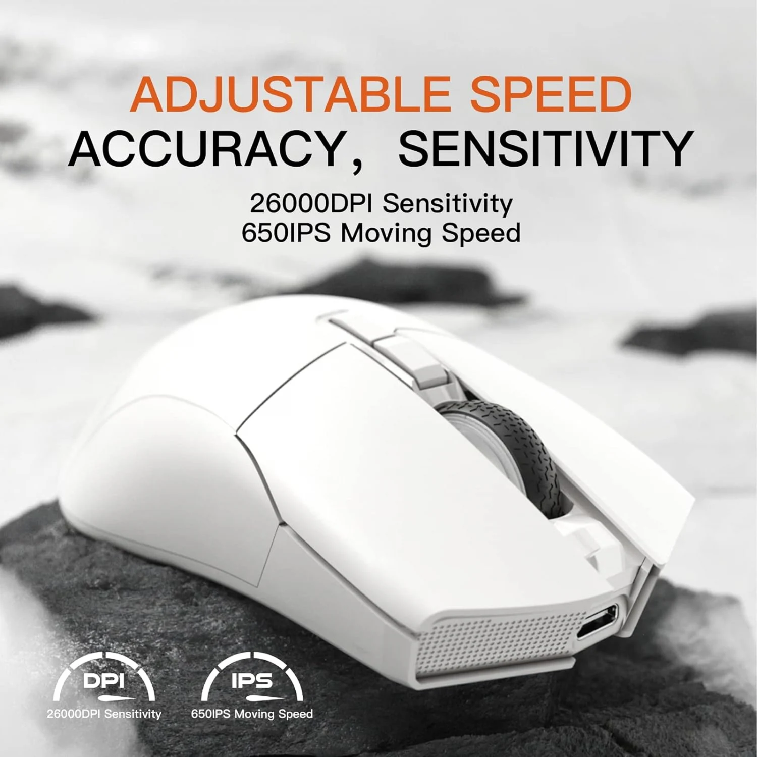 Motospeed Darmoshark N3 Wireless, Wired and Bluetooth Tri-Mode Optical Gaming Mouse, White - зураг 3
